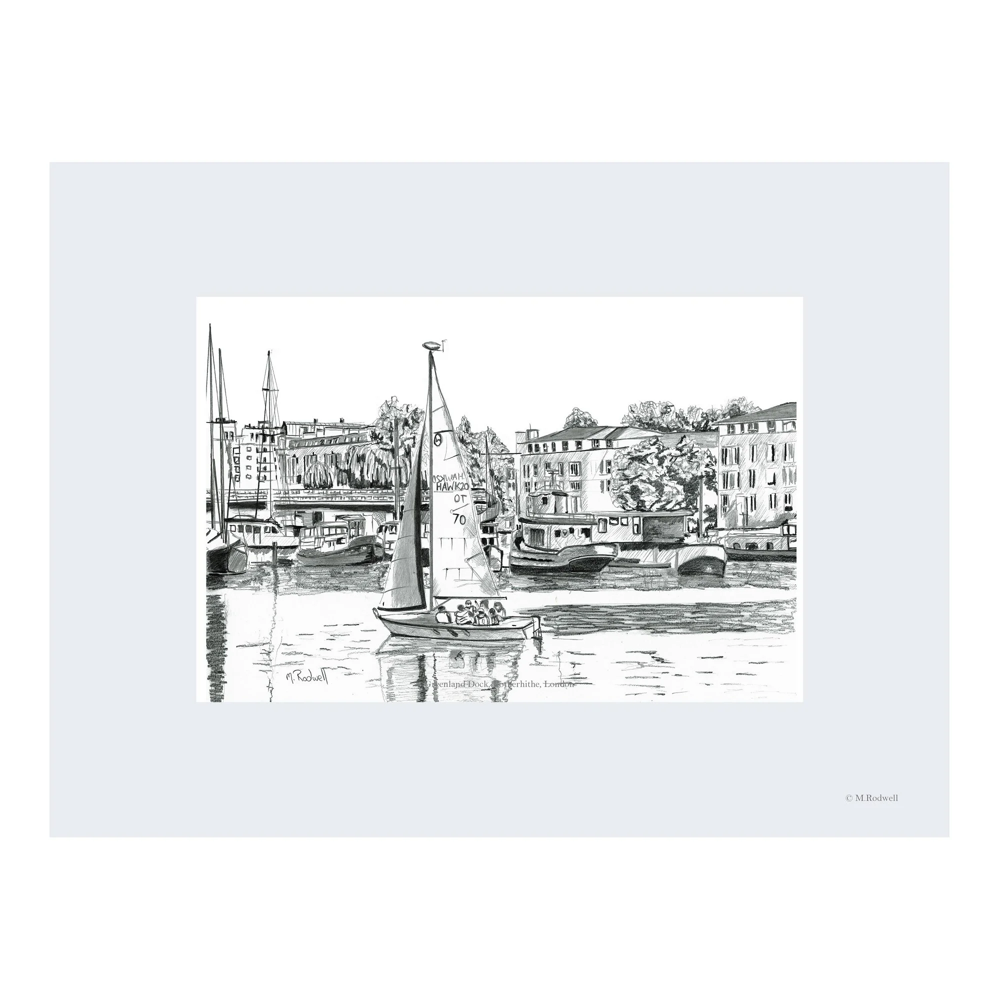Greenland Dock pencil drawing by M.Rodwell
