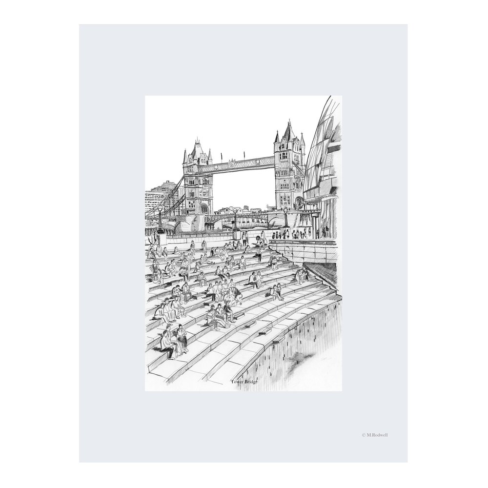 amphitheatre london mayors office pencil drawing print by m.rodwell