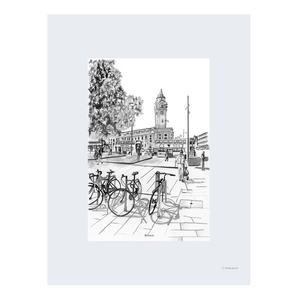 brixton town hall london print by m.rodwell for sale