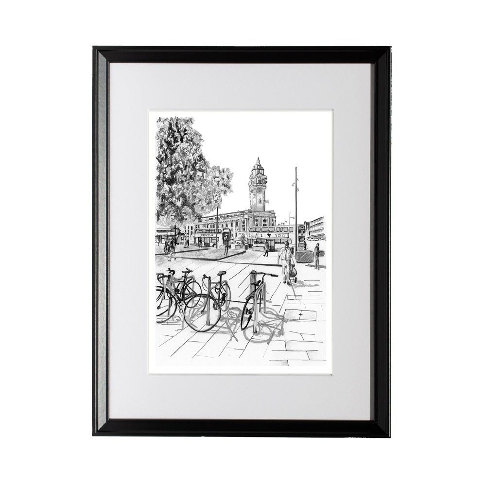 brixton town hall illustration by london artist m.rodwell for sale