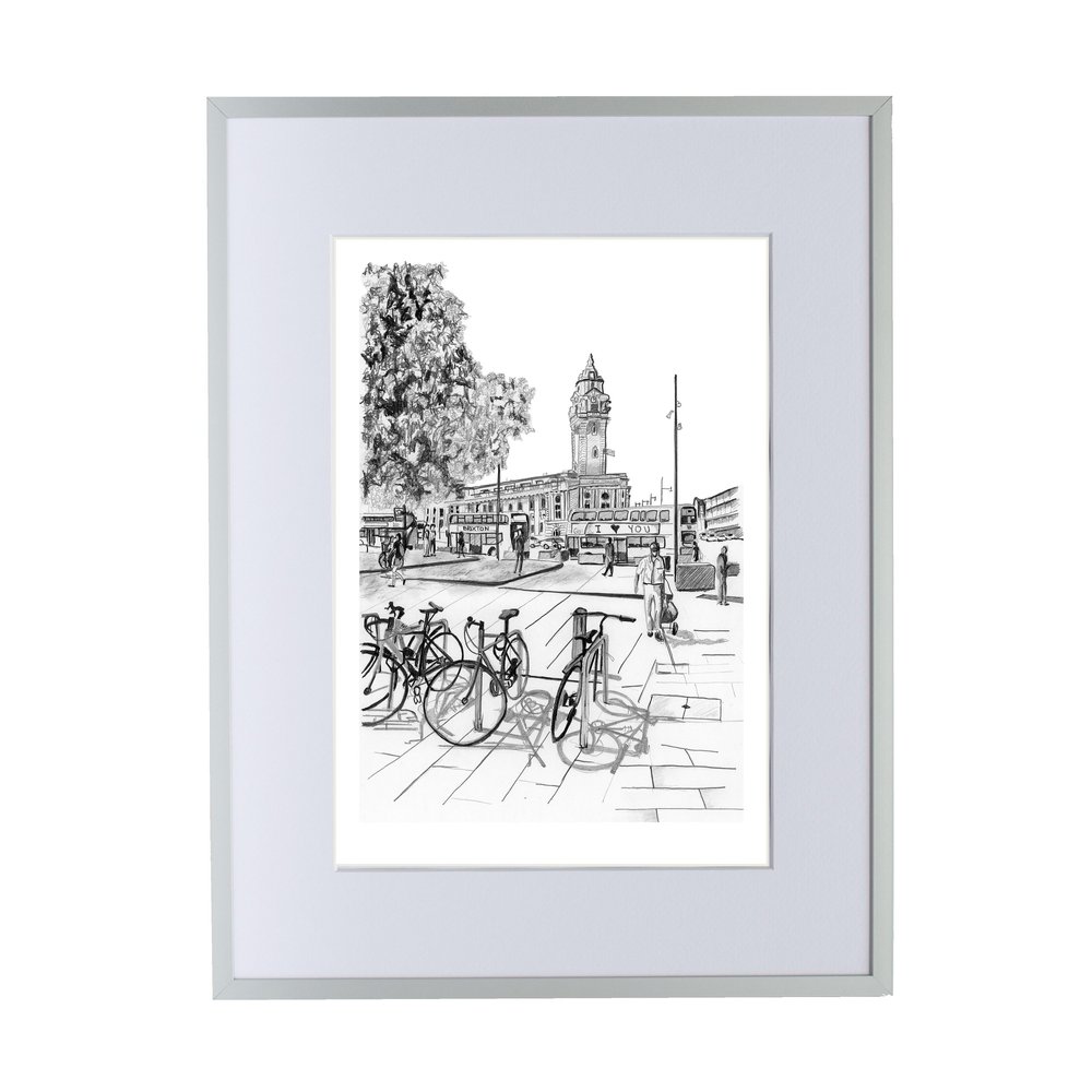 brixton print drawing by london artist m.rodwell for sale