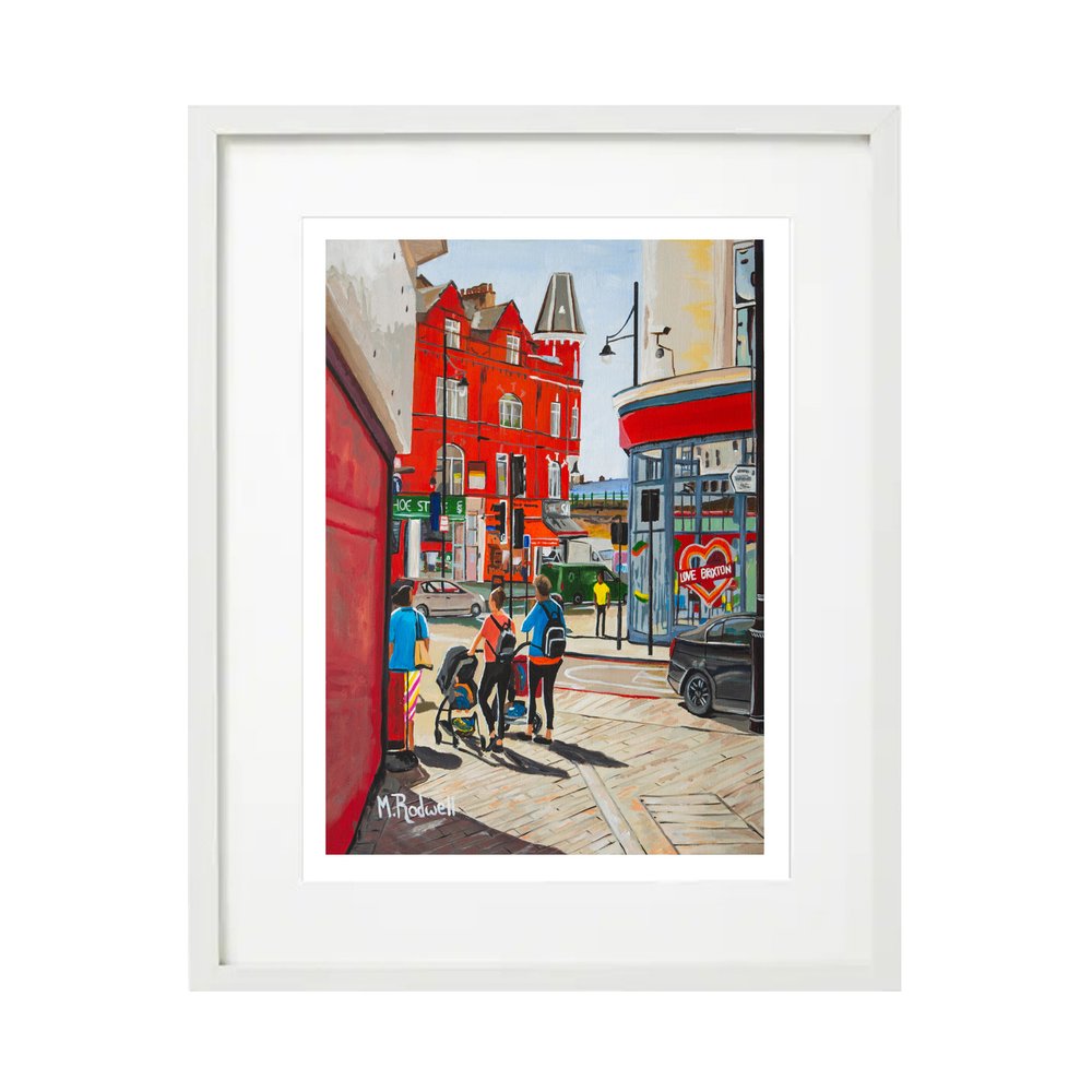 Brixton High Street South London Print White Frame