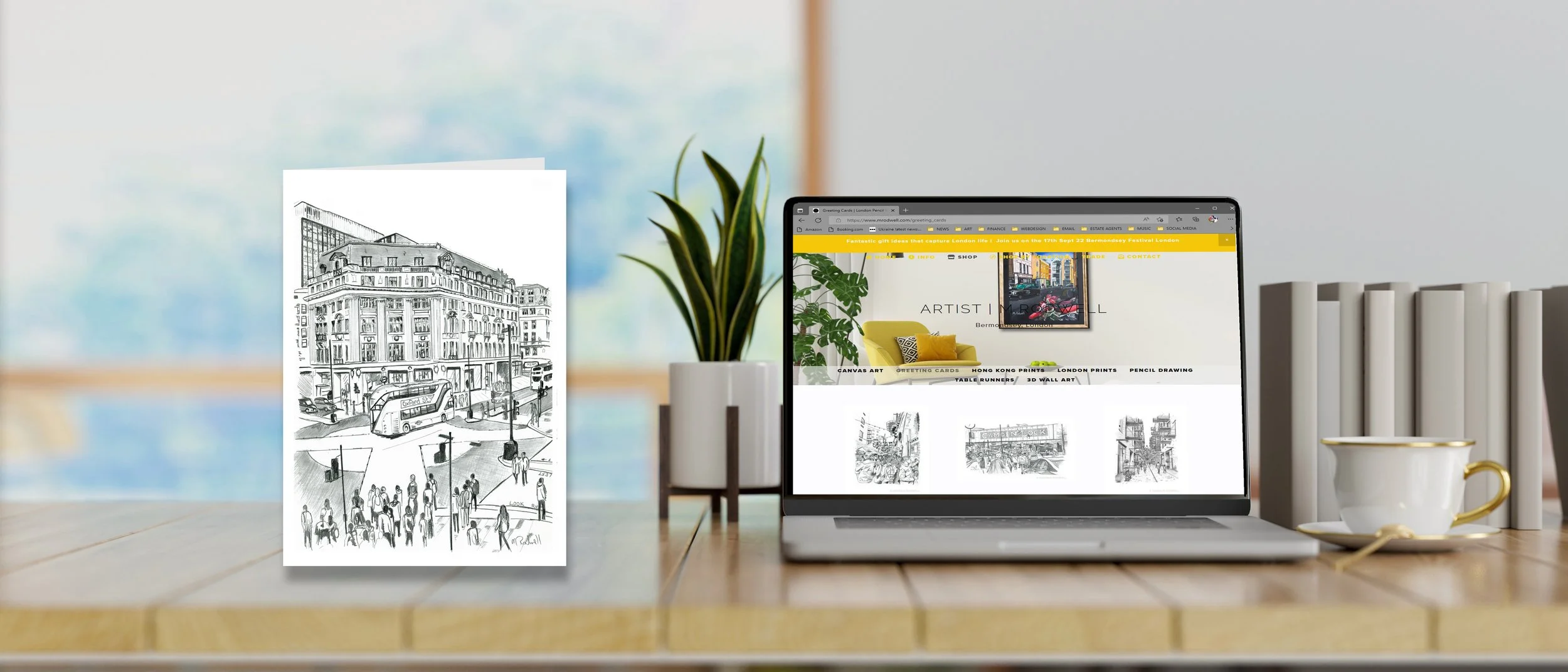 Oxford Street, London Greeting Cards LONDON ARTIST M.RODWELL