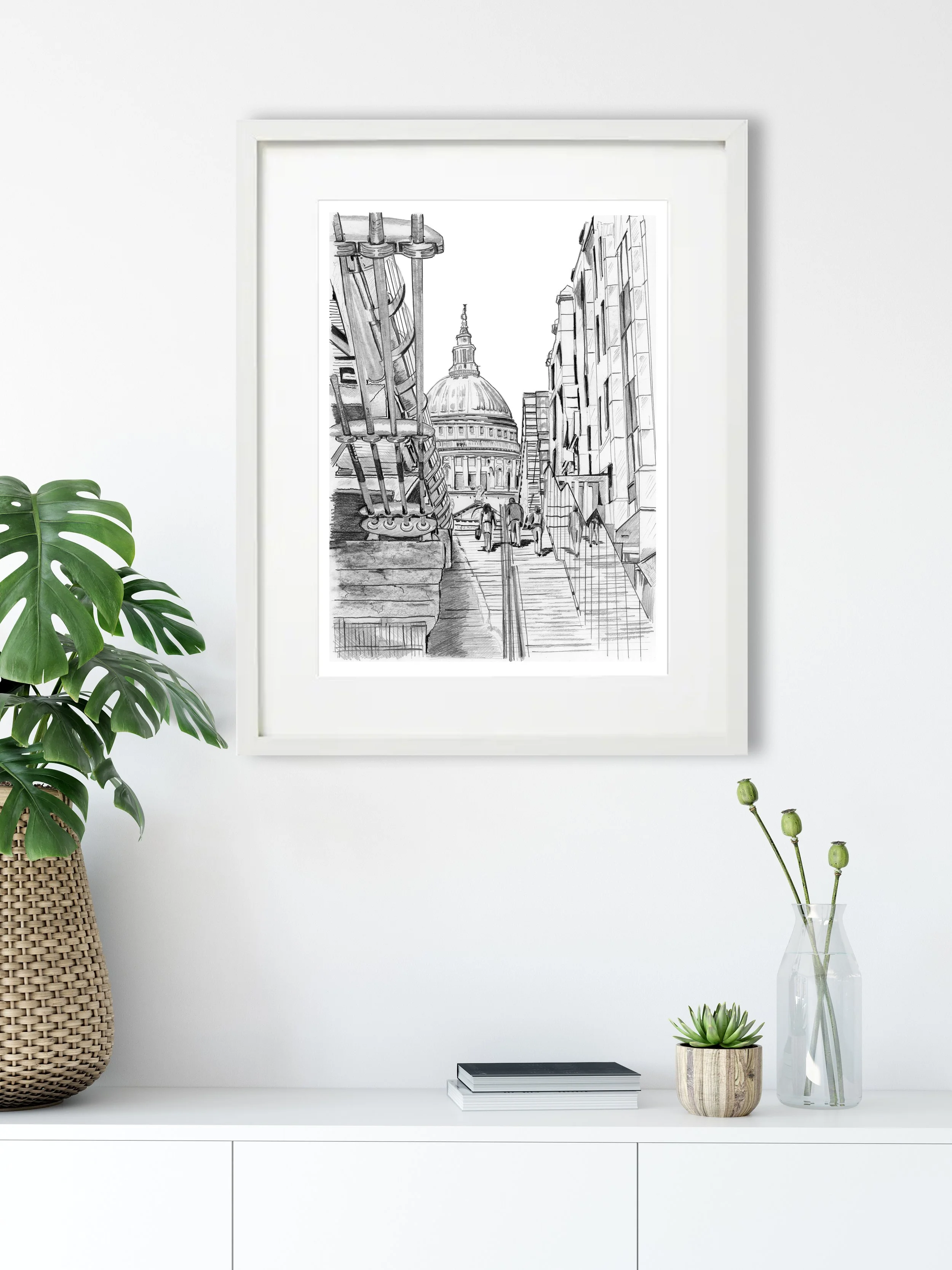 40 x 50 framed print St Pauls Cathedral London for sale