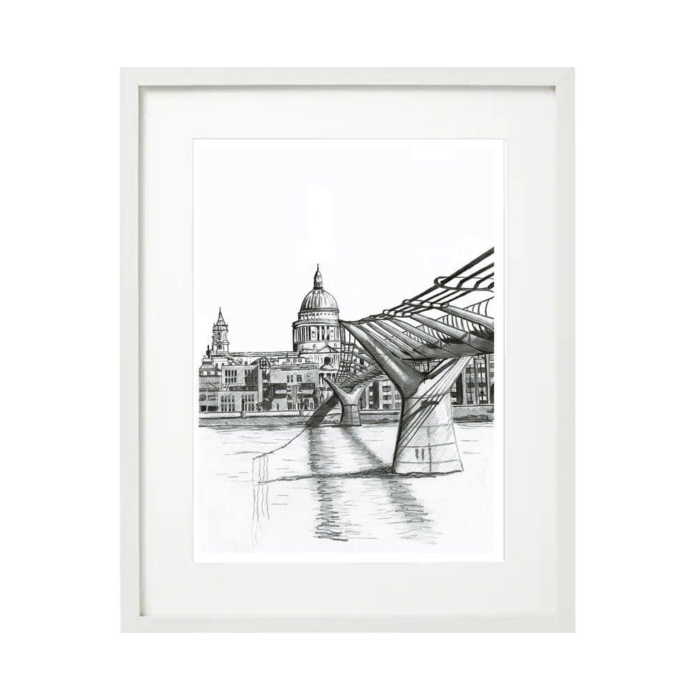 White Framed Print of St Pauls Cathedral London