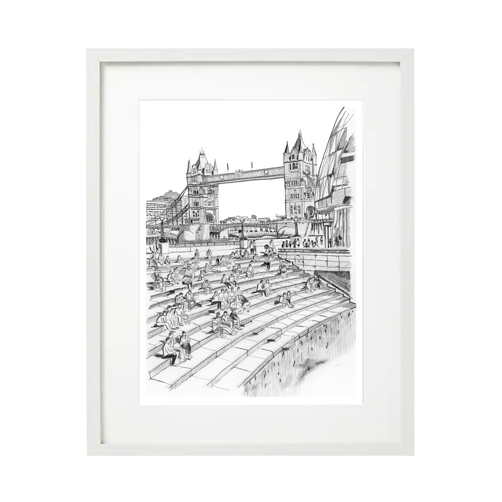 Tower Bridge Pencil Illustration Print for sale