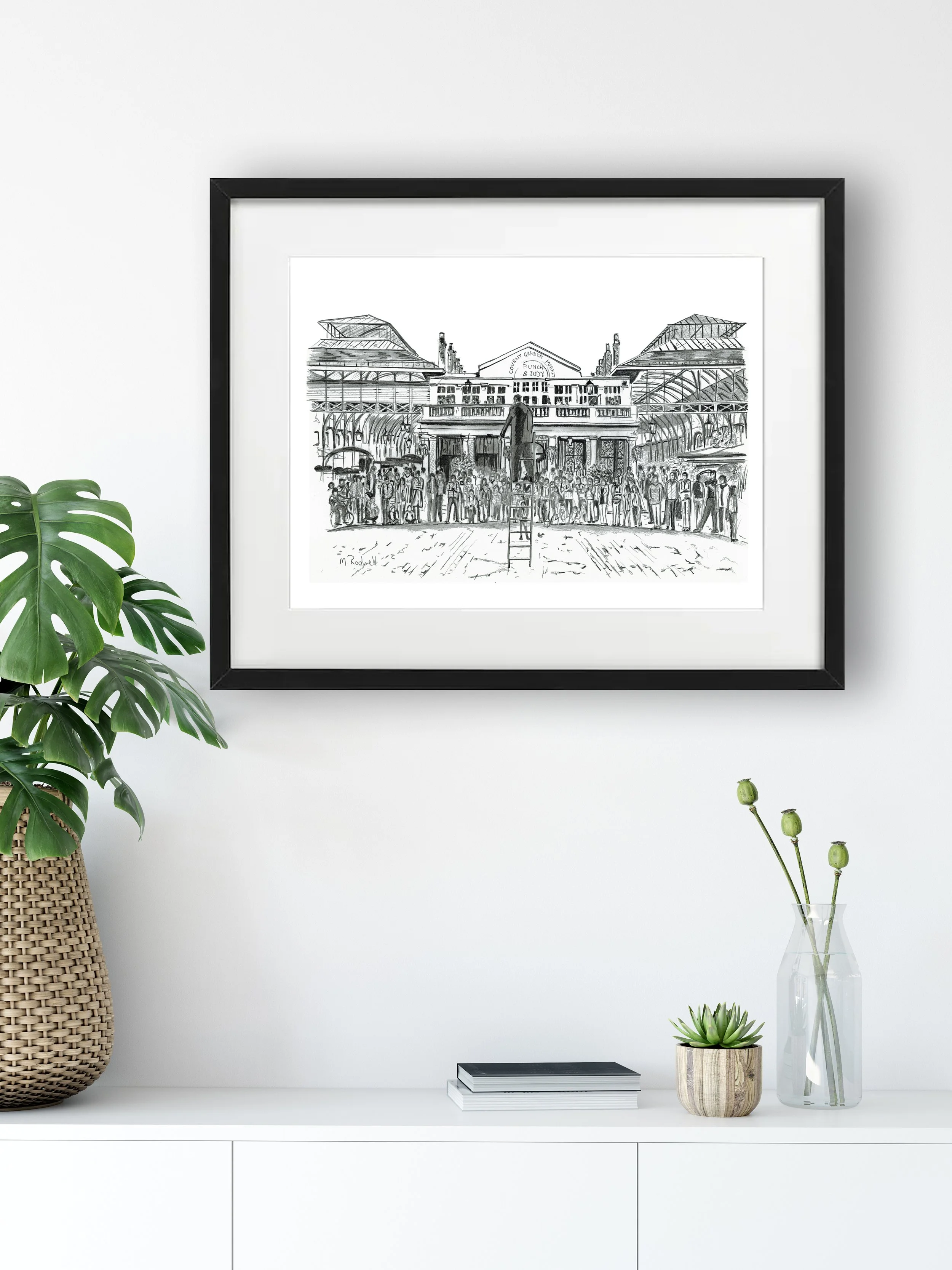Covent Garden Pencil Print framed for sale