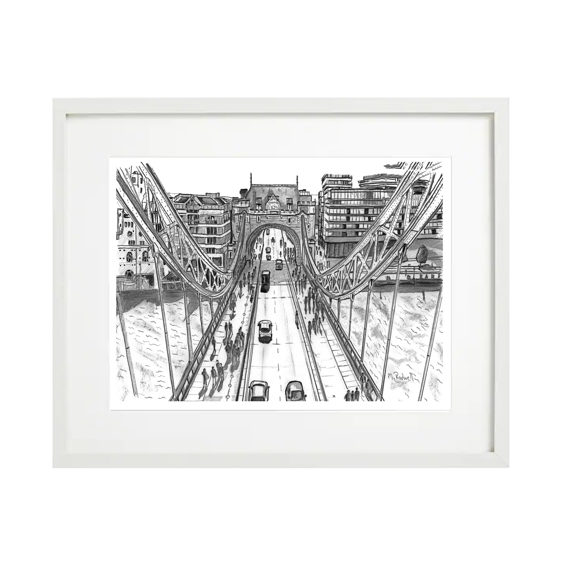 Tower Bridge Pencil Drawing: A Commuter's Liberation. London Prints perfect  for Gifts.- LONDON ARTIST | M.RODWELL