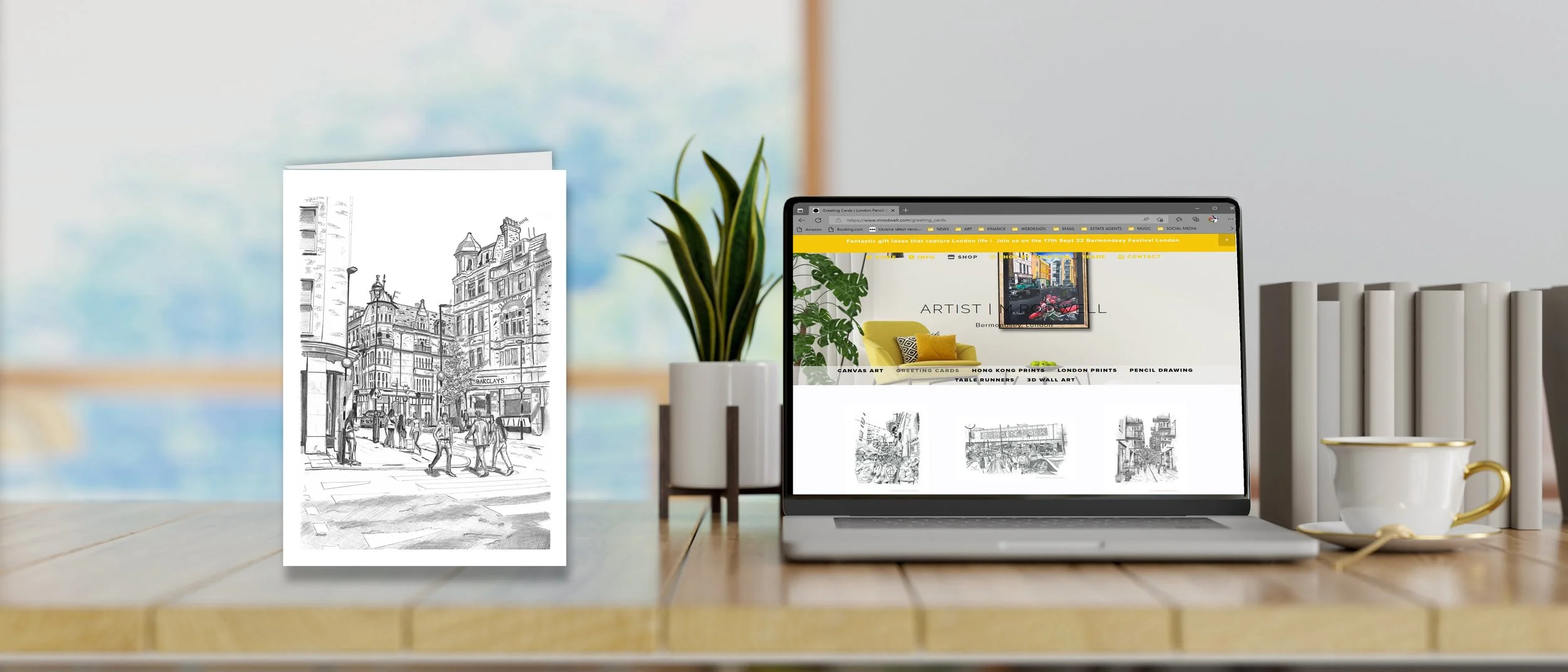 Marylebone Fun Facts Pencil Drawing Greeting Cards. Blank inside for a