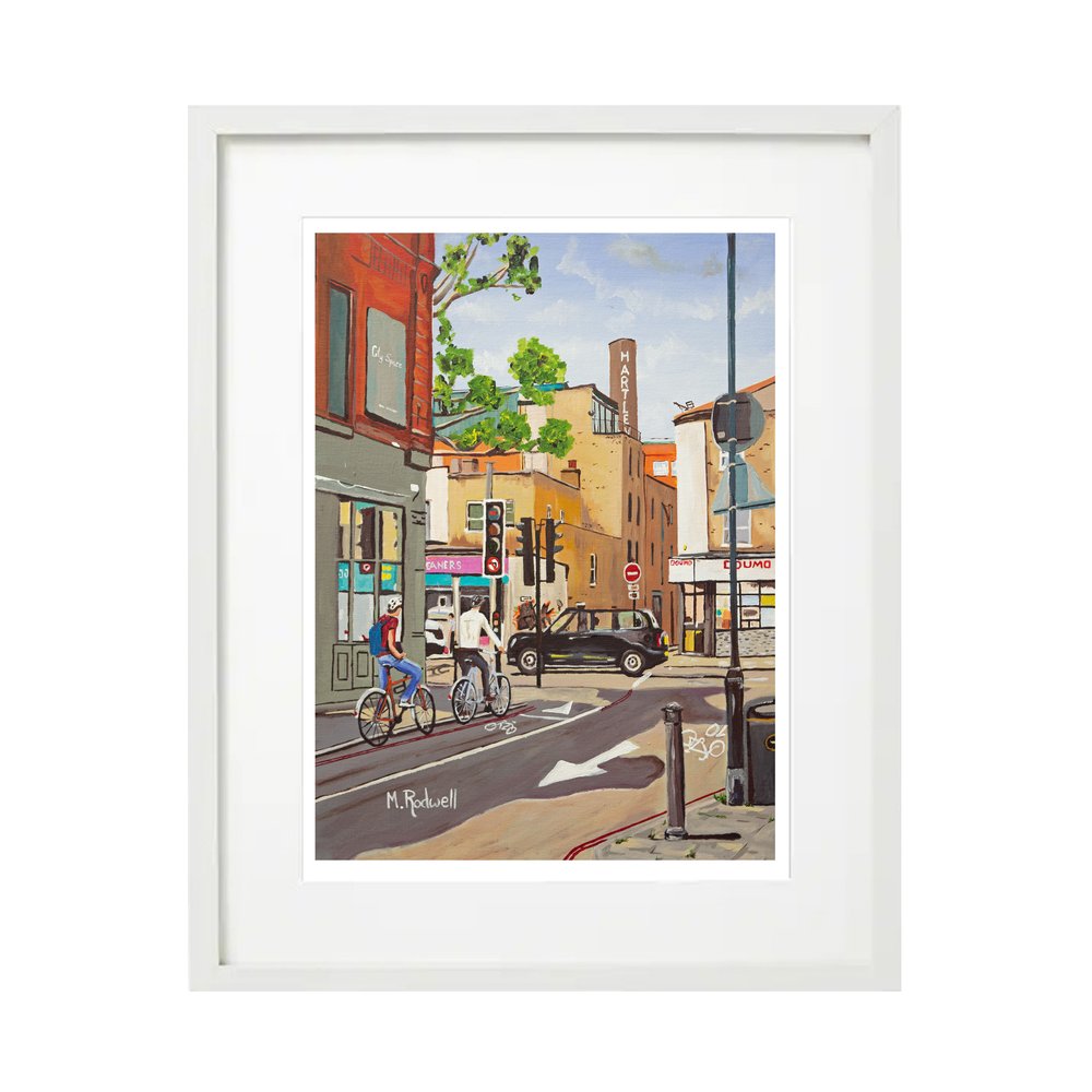 Vibrant London Illustration of Hartley's Jam Factory Framed and produced by Magnus Rodwell