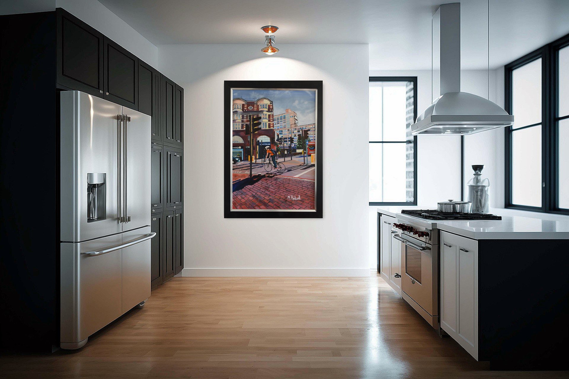 Elephant and Castle Street Scene Illustration Framed