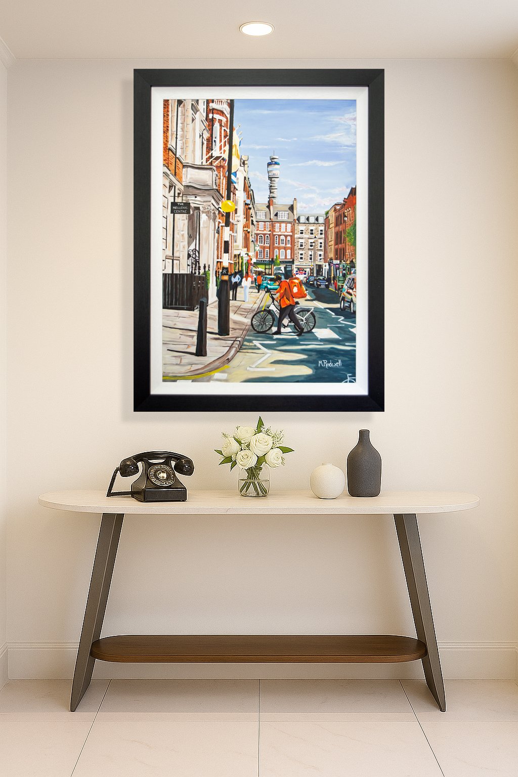 Hallway Display with Original Painting of Paddington Street Marylebone