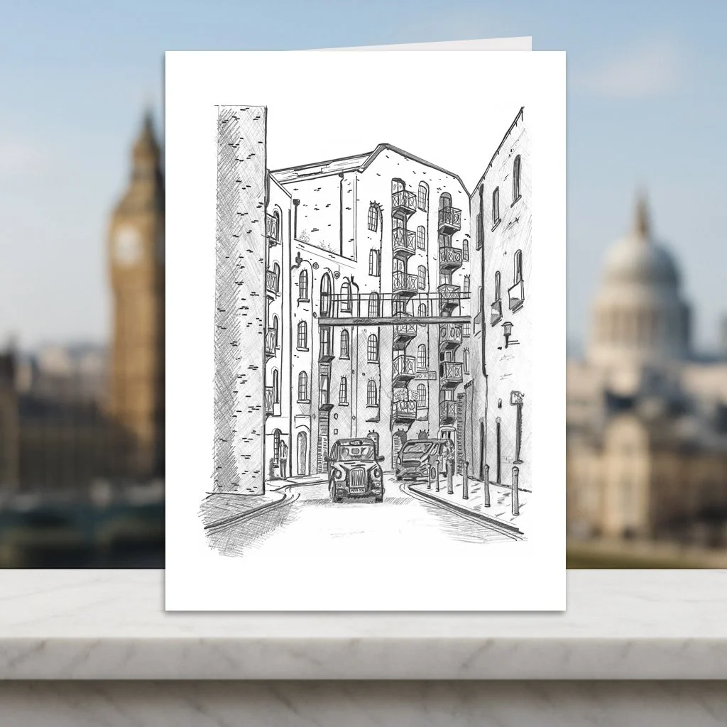 Shad Thames London Greeting Card Displayed