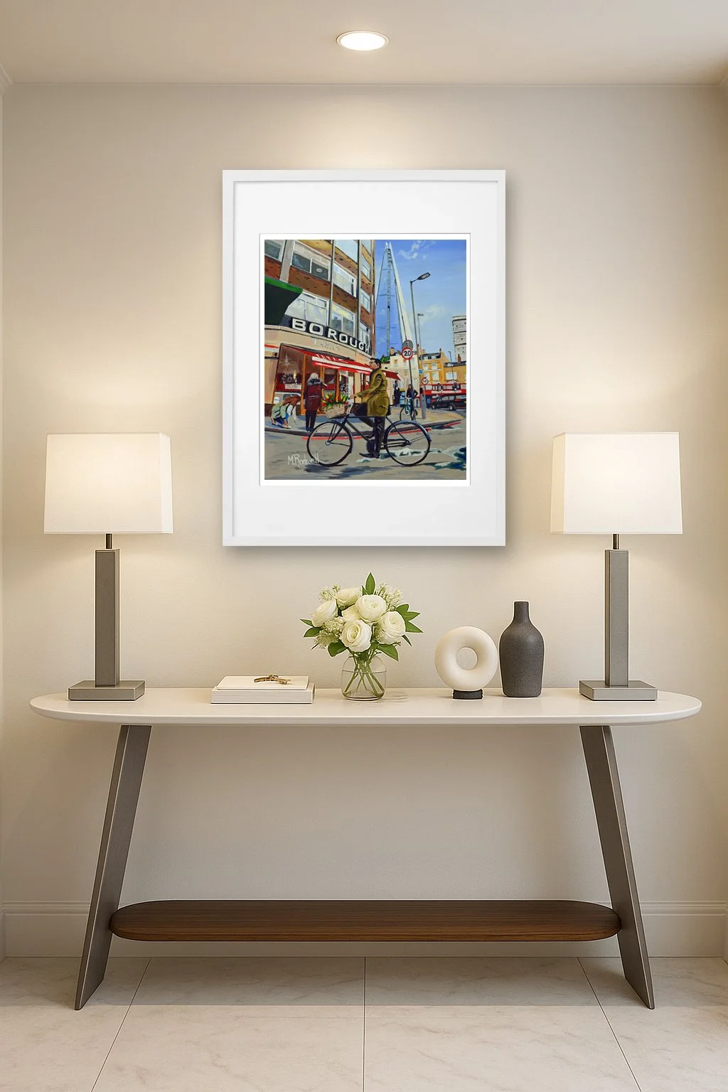 Designer Hallway with Console table and Print of Borough Market