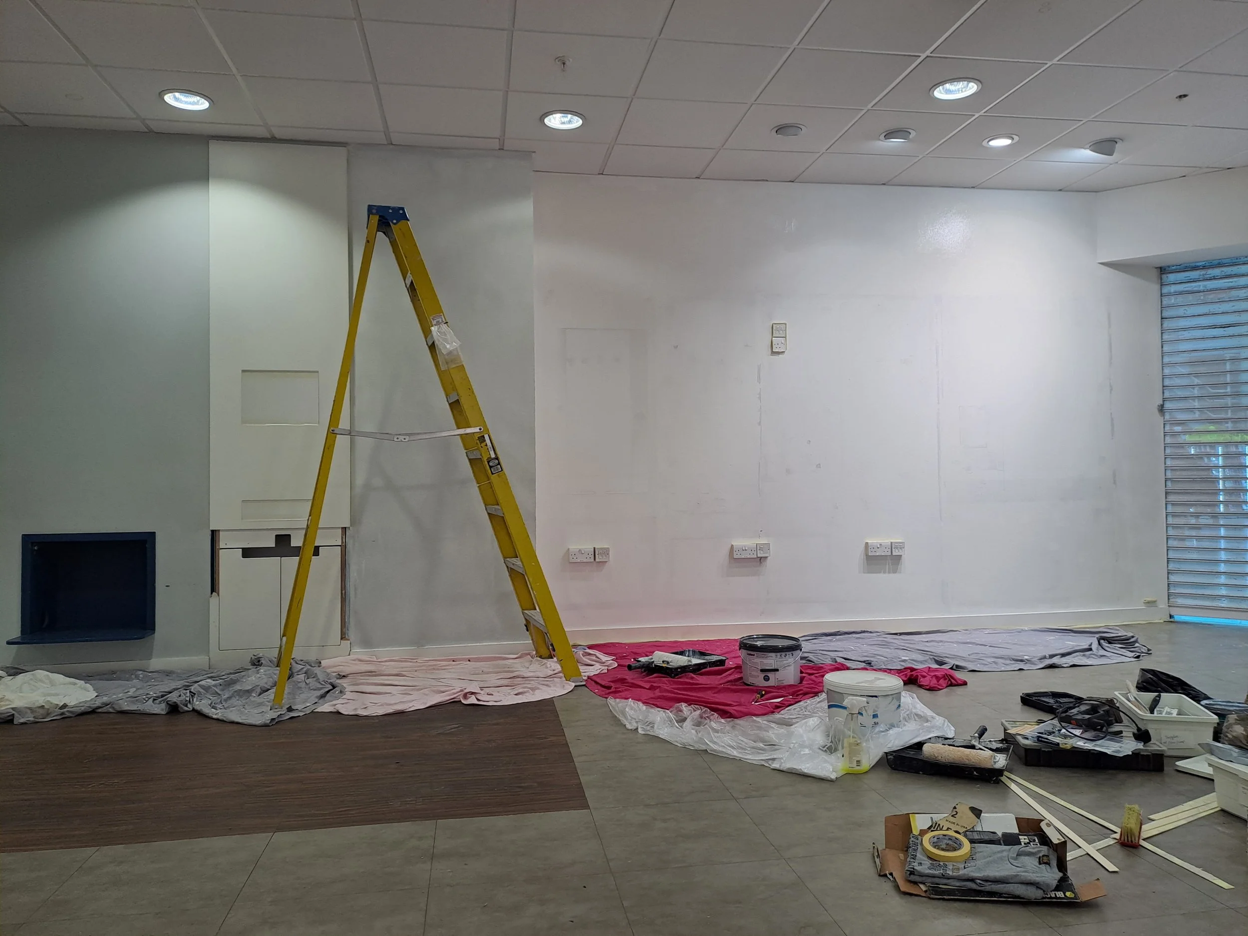 Work in progress painting Hidden London Exhibition Venue