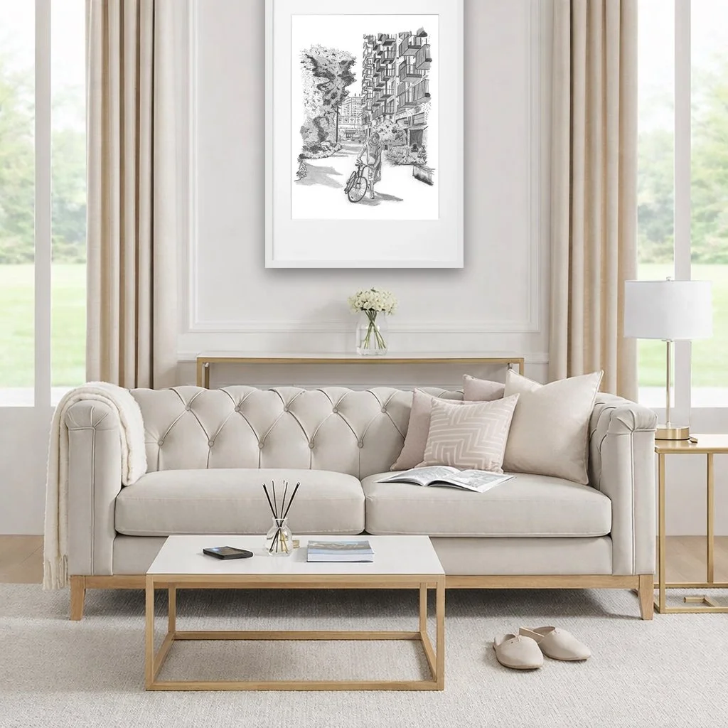 Elephant Park Pencil Drawing.  Chesterfield Sofa Interior Ideas