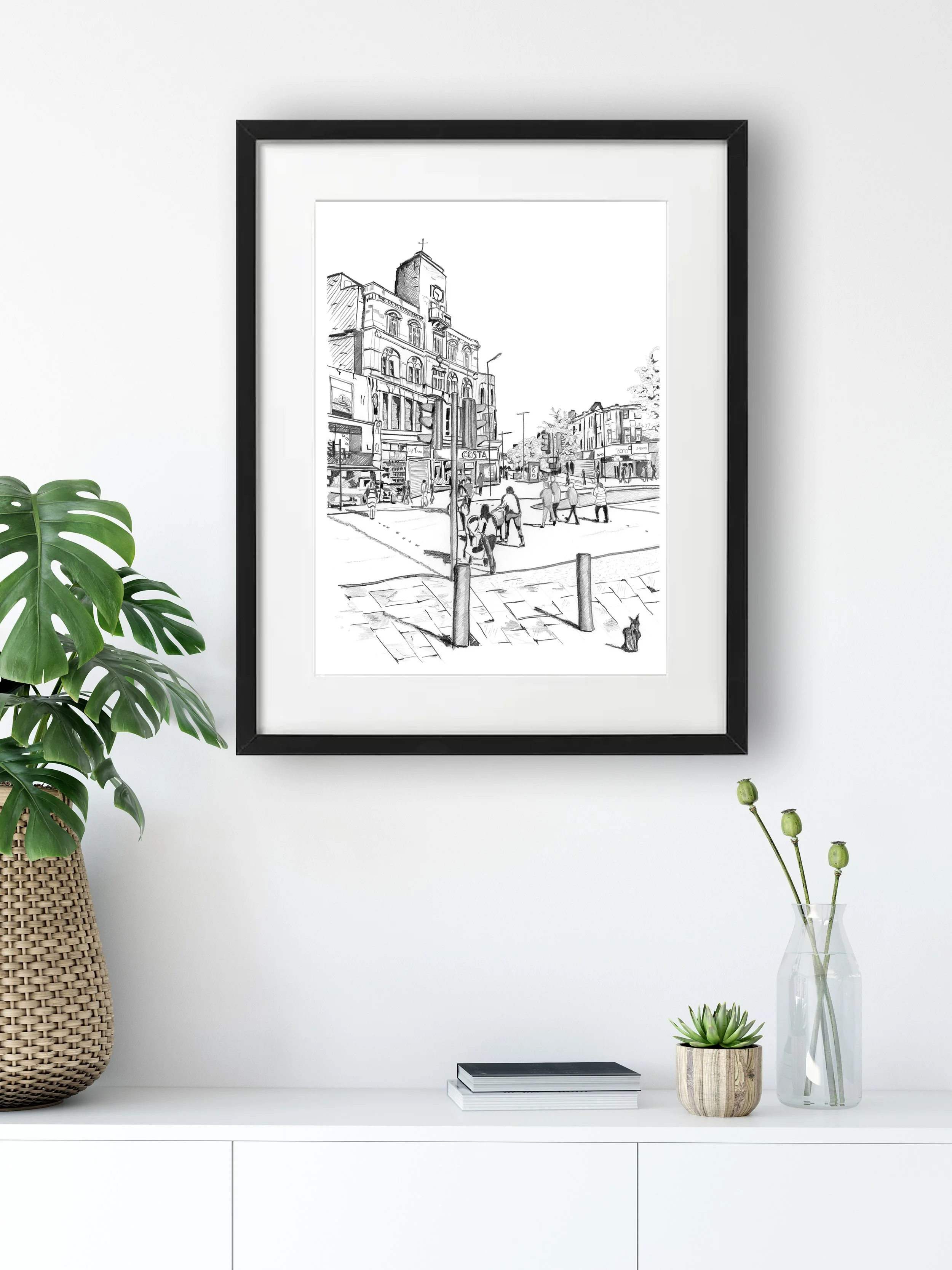 Peckham High Street Illustration Black frame for sale.jpg