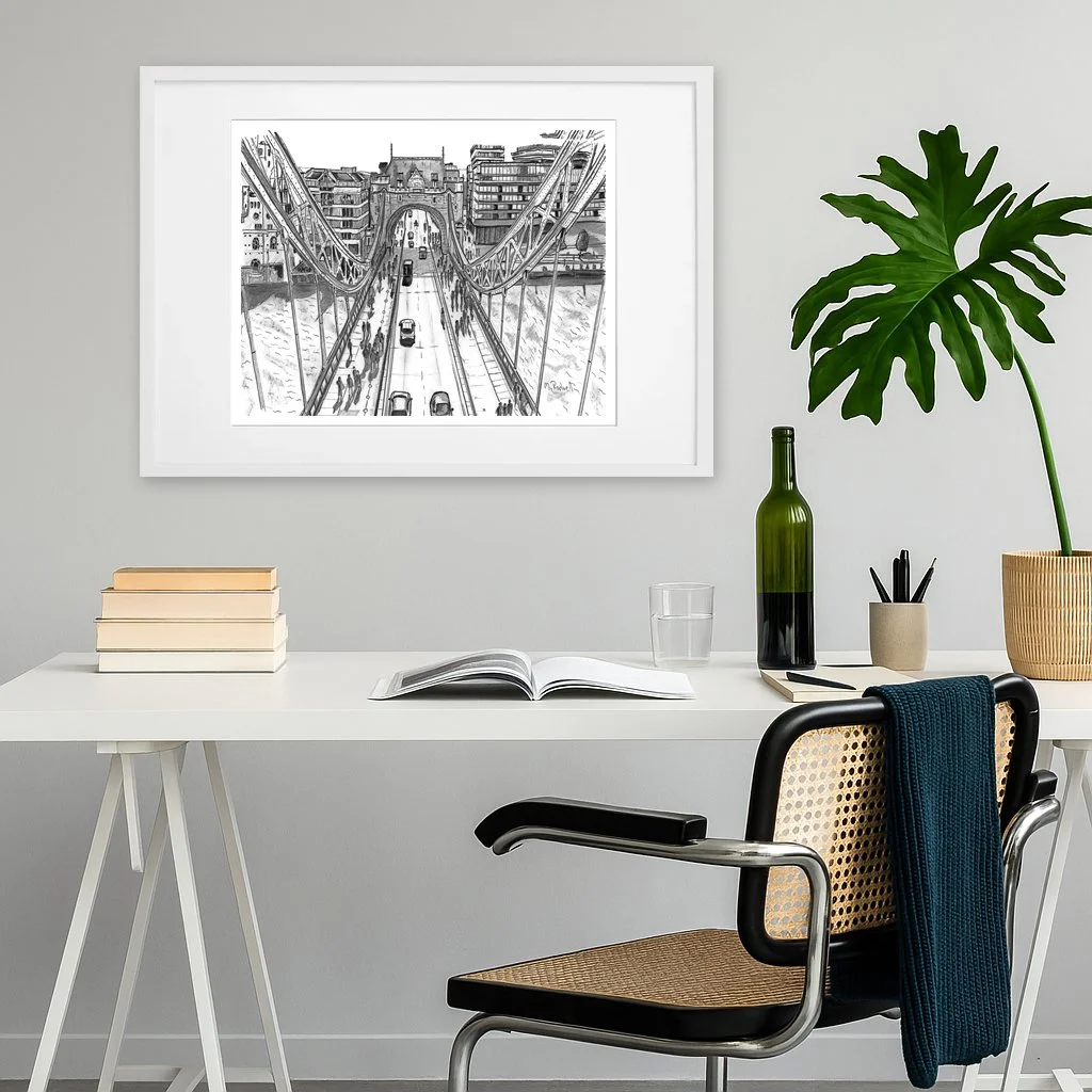 Tower Bridge Pencil Print White Frame.jpg