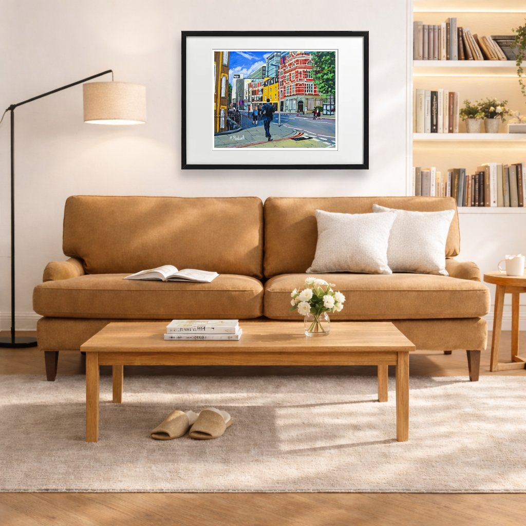 Camel Sofa Colour.  Wall art Tooley Street London Framed
