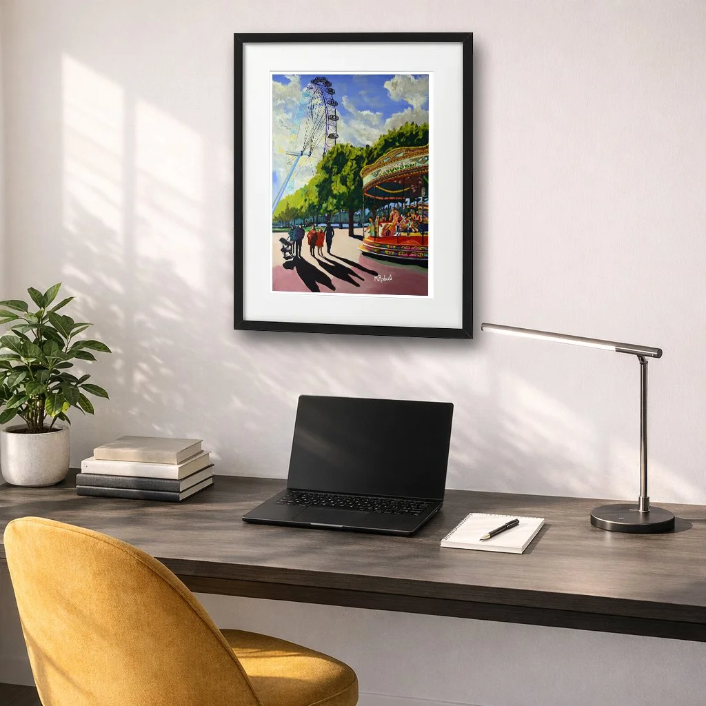 London Eye Family Day out Print displayed in Office