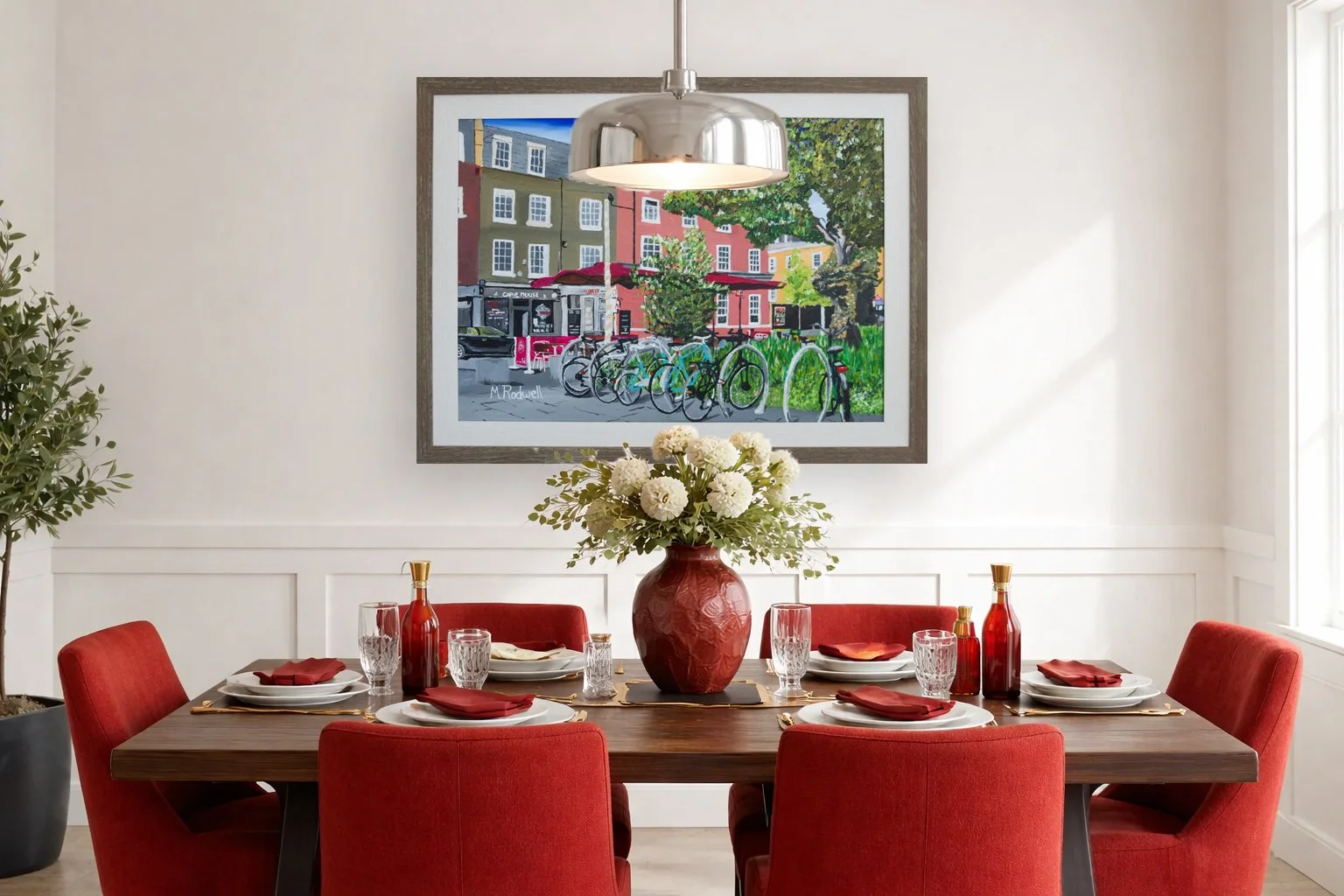 Caphe House Cafe Original Painting.  Dining Room Setting