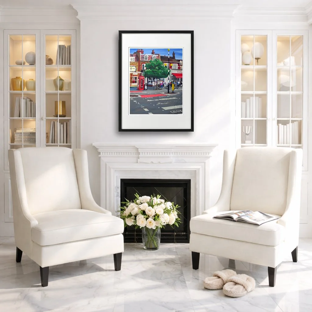 Dulwich Village London Colour Print.  Fireplace Interior Combination