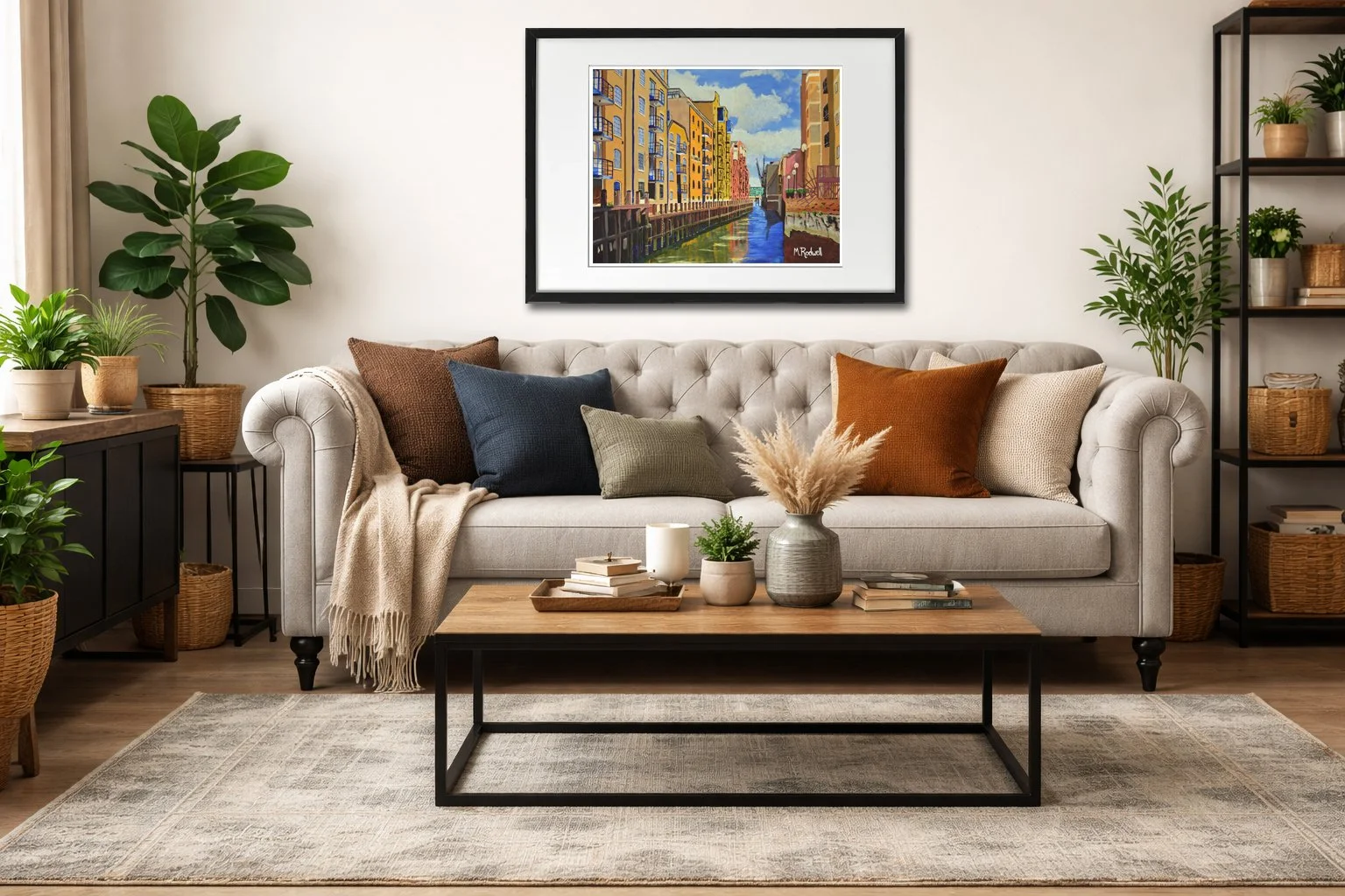 St Saviours Dock Painting in Modern Home Interior