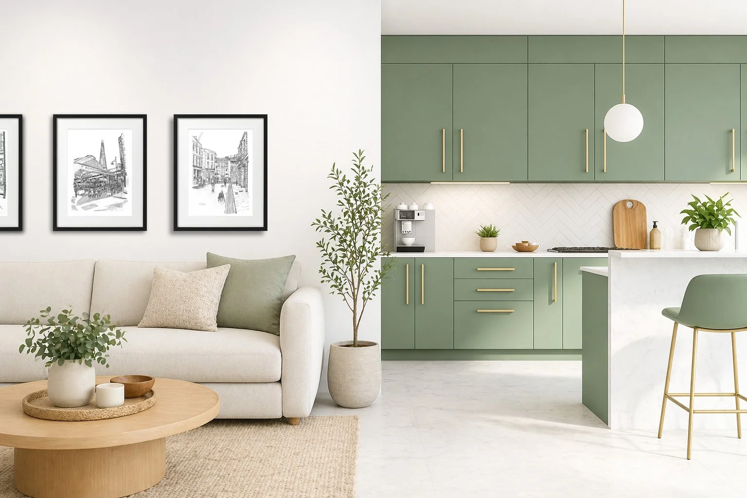 Borough Pencil Prints - Displayed in City Apartment
