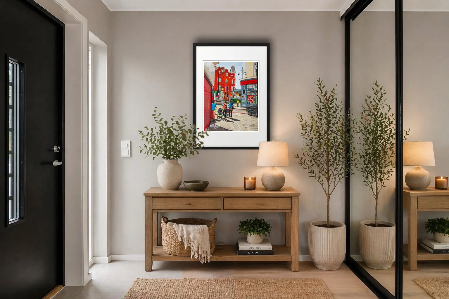 Hallway Artwork featuring Brixton High Street Print.  Impressionist Illustration of the High Street Shops