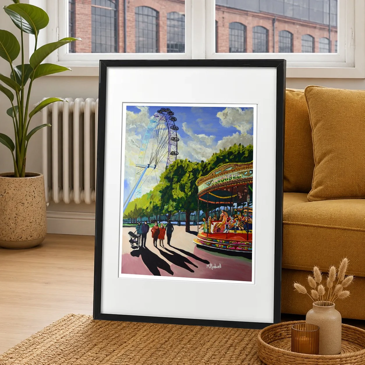 Colourful Print of The London Eye  Framed by Magnus Rodwell