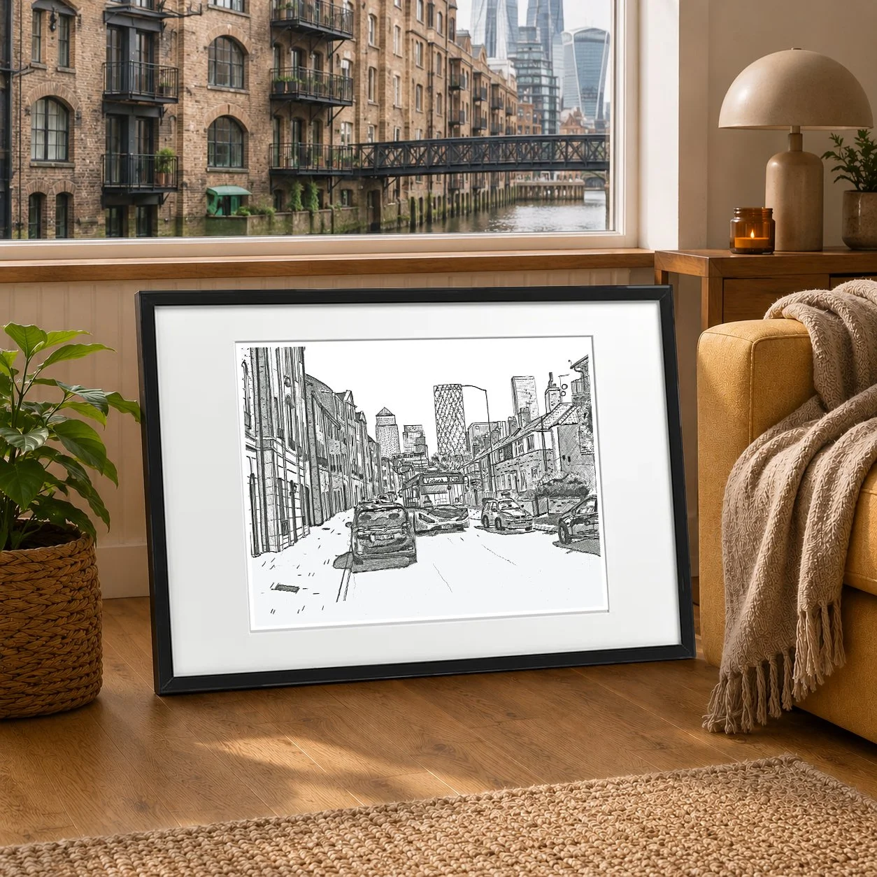 Rotherhithe Street Pencil Drawing Framed by Magnus Rodwell