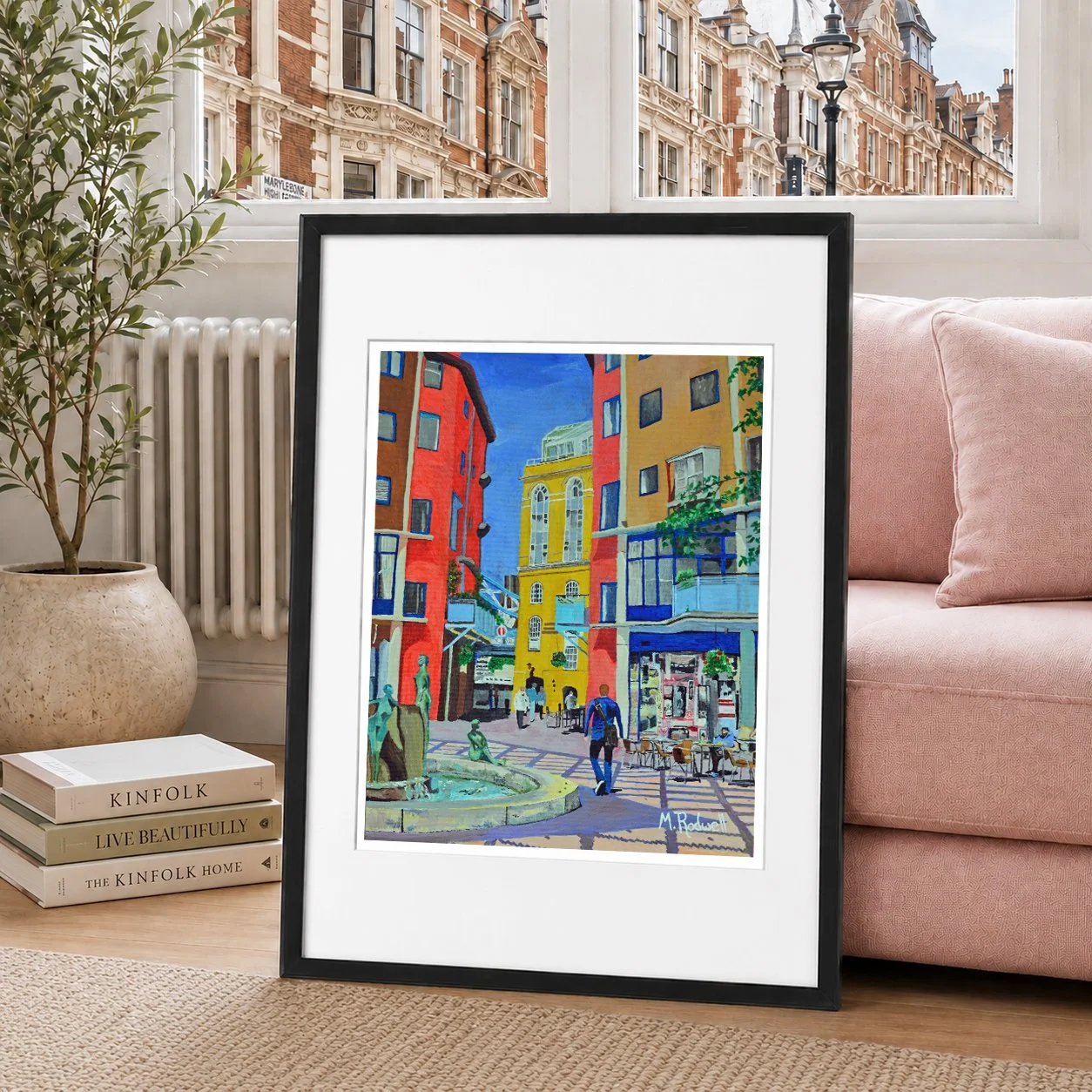 Courage Yard — Shad Thames Fountain Illustration | Colourful London Souvenir Print