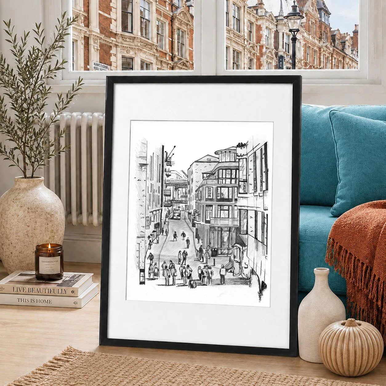 Poster print hand drawing of Shad Thames London by Magnus Rodwell