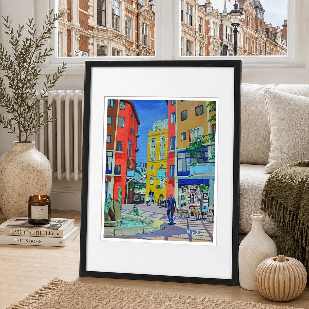 Colourful Impressionist Street Illustration of Courage Yard Print  