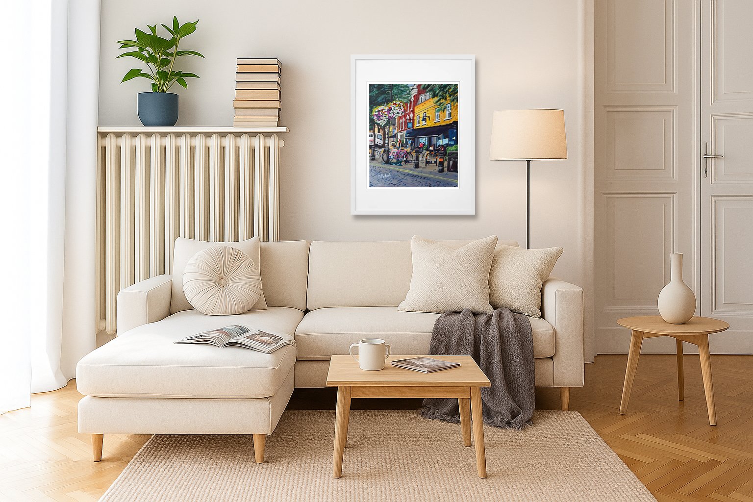 Battersea Print London Cafe Culture Wall Art.  White livingroom