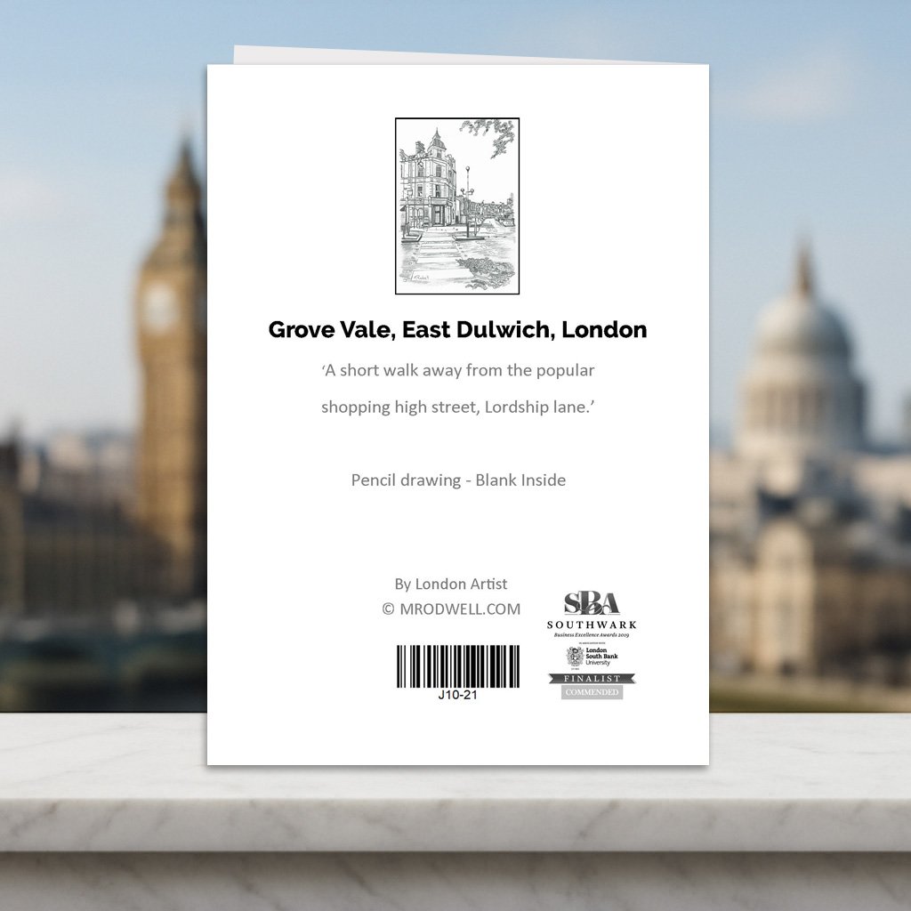 Fun facts Back Cover of London Greeting Card East Dulwich