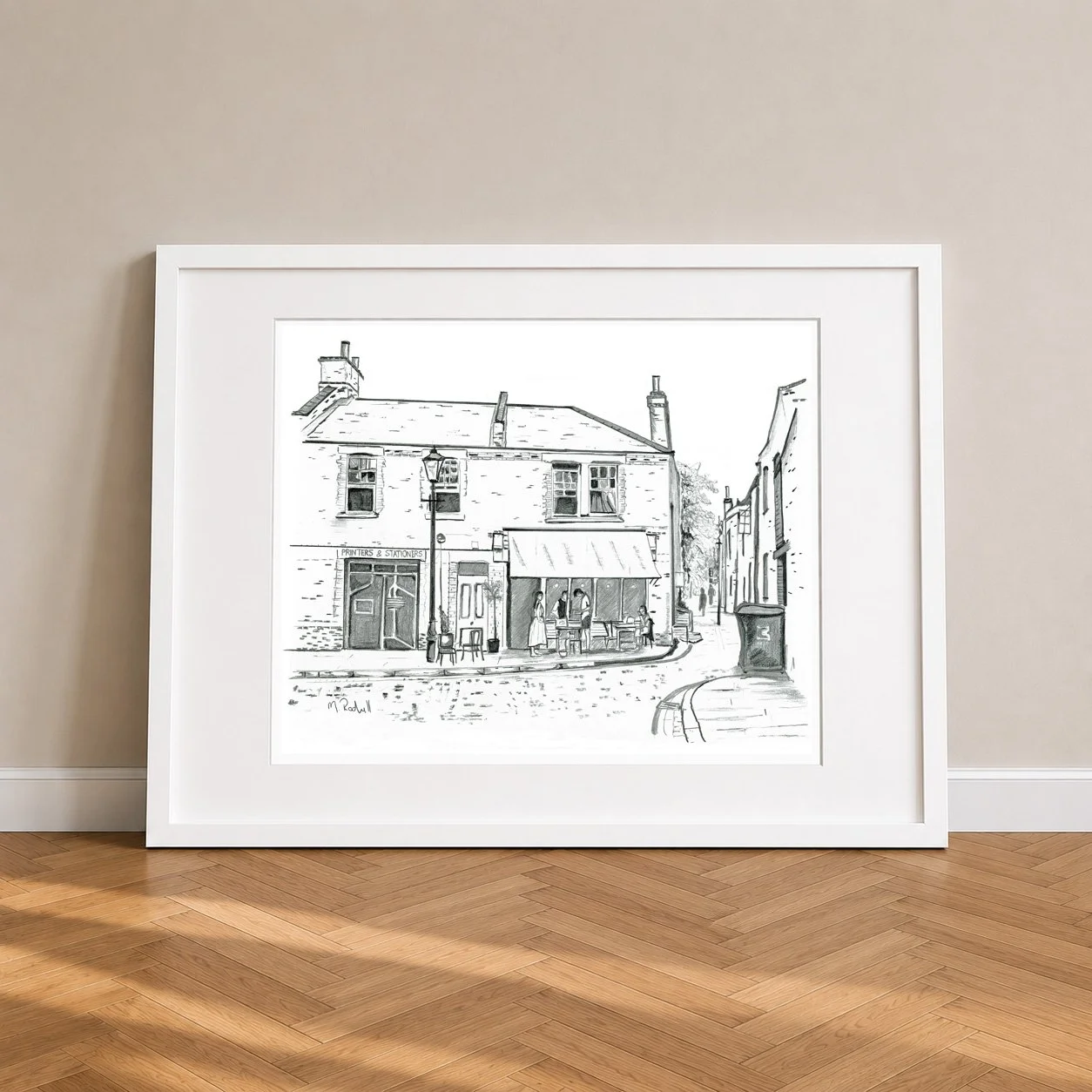 Ezra Street Pencil Print Framed in White.jpg