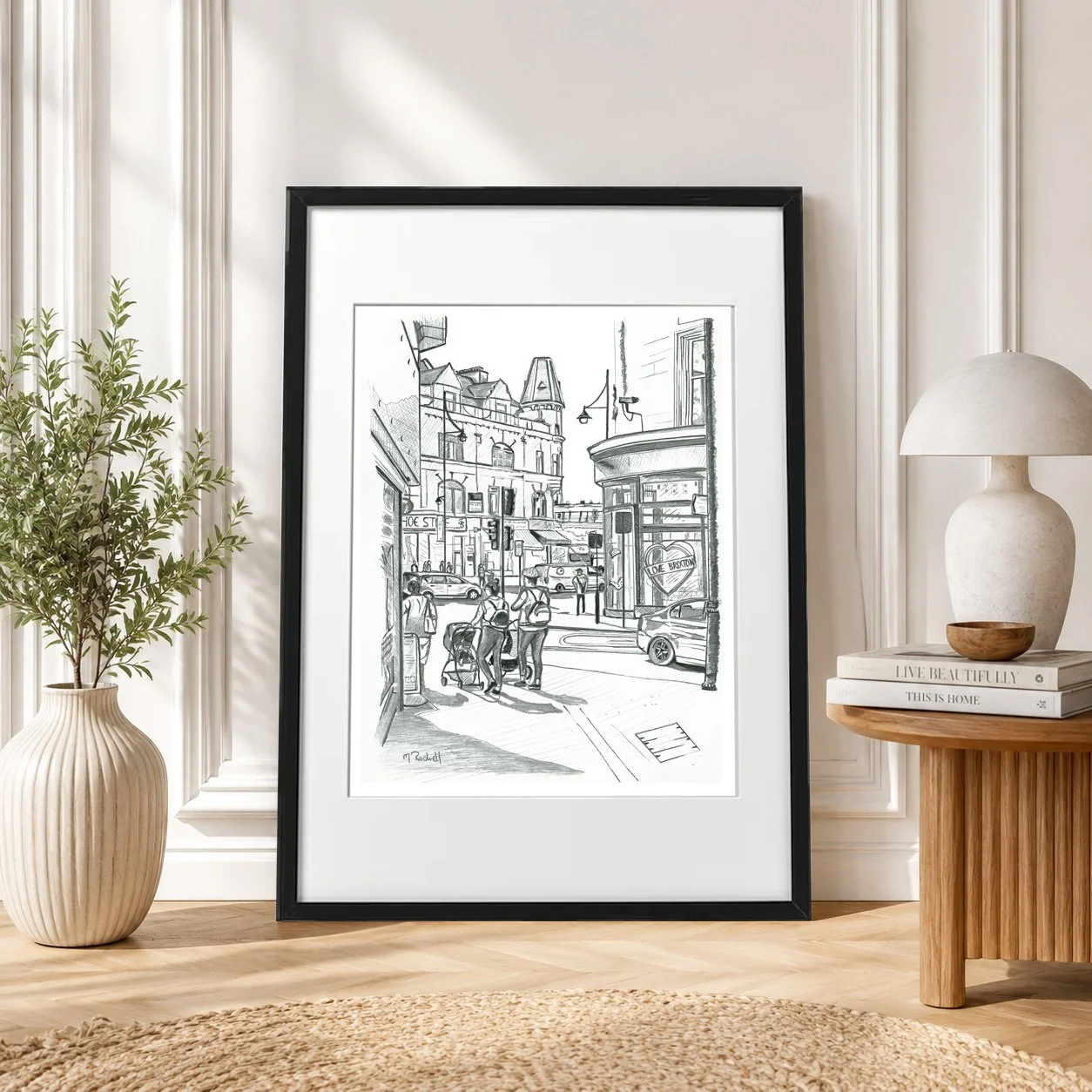 Brixton High Street Pencil Print London Artwork Framed Black.jpg