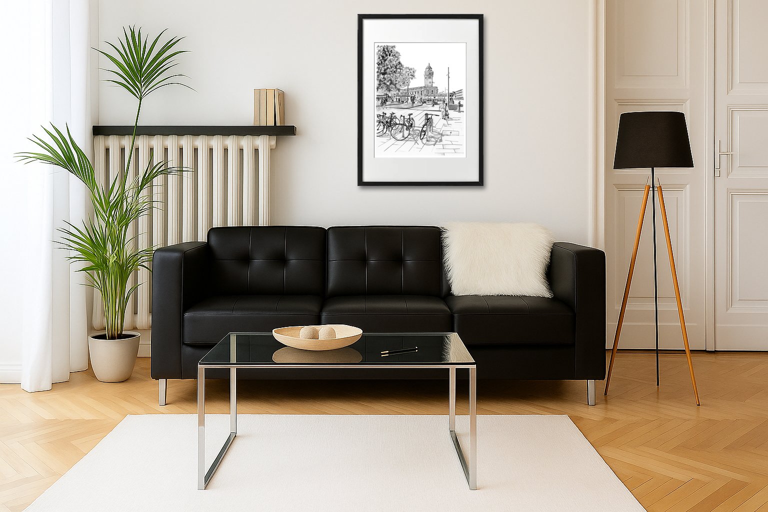 Brixton Town Hall Pencil Print Framed. Livingroom Interior Ideas