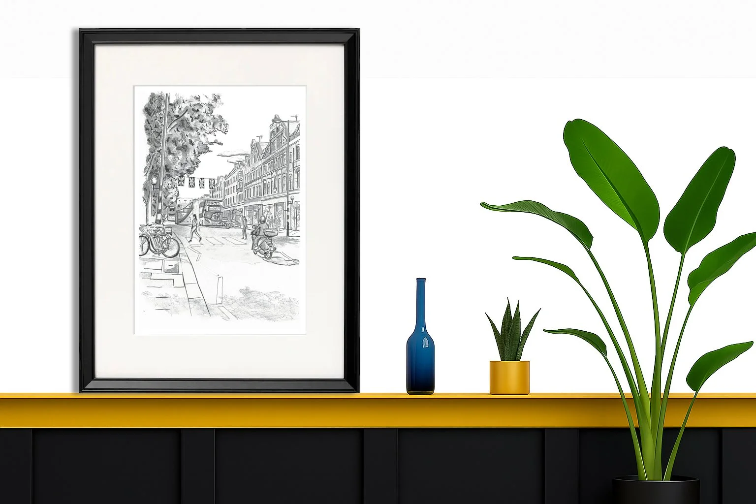 Kings Road Chelsea Pencil Artwork Framed