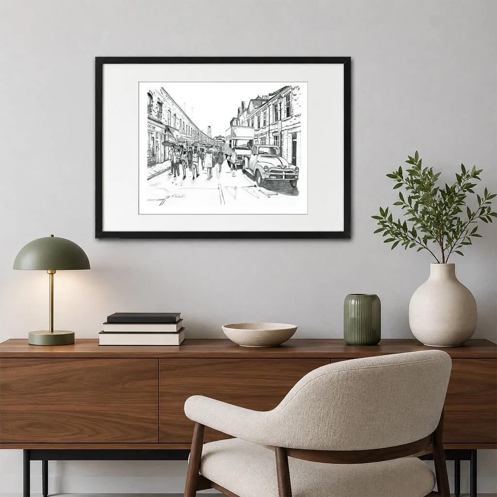 Columbia Road Pencil Print Black FRame.jpg