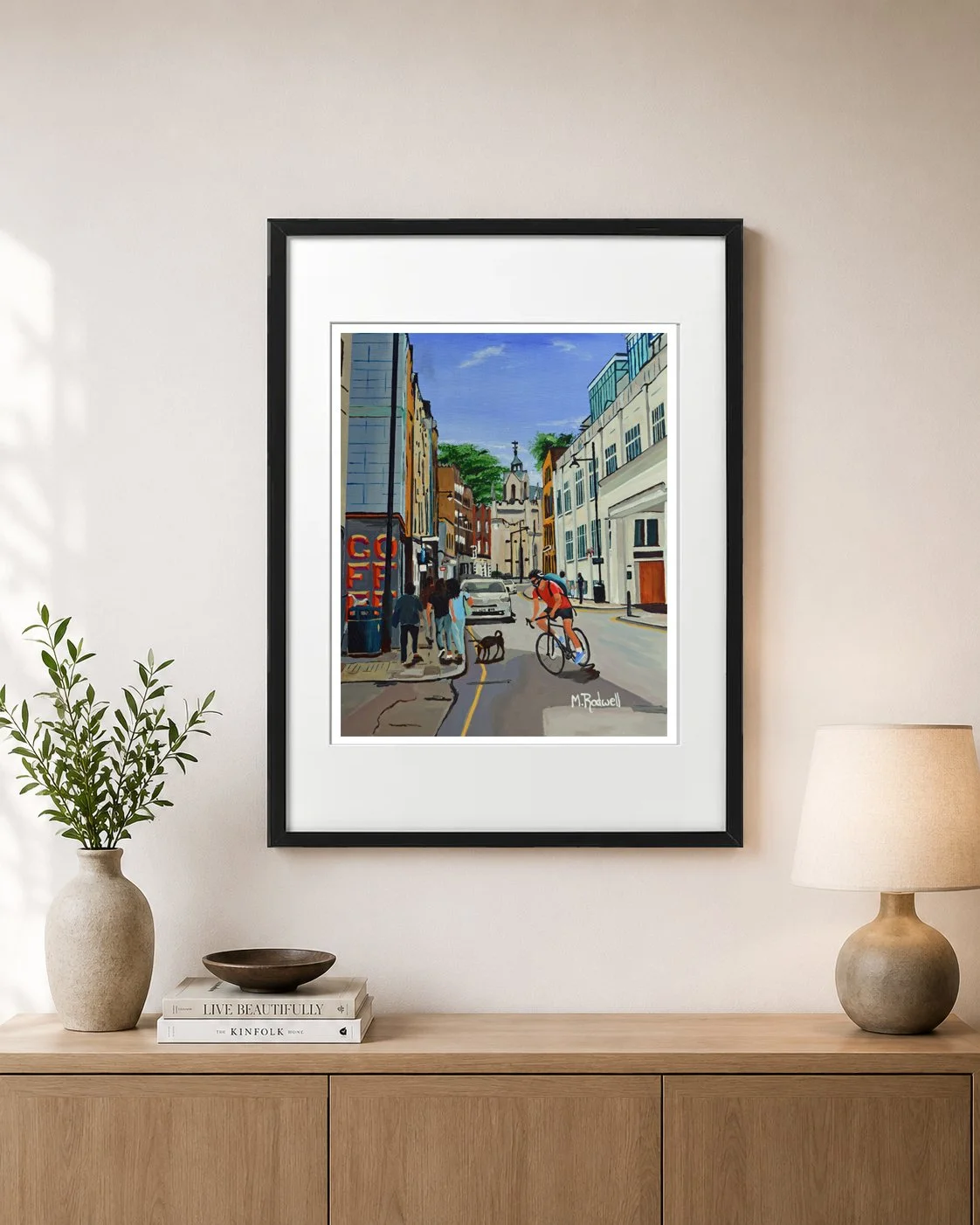 Bermondsey Street Cyclist Print Black Frame.jpg