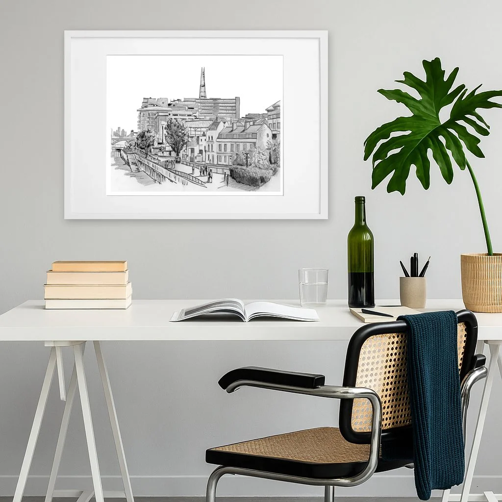 Globe Theatre London Pencil Drawing Illustration