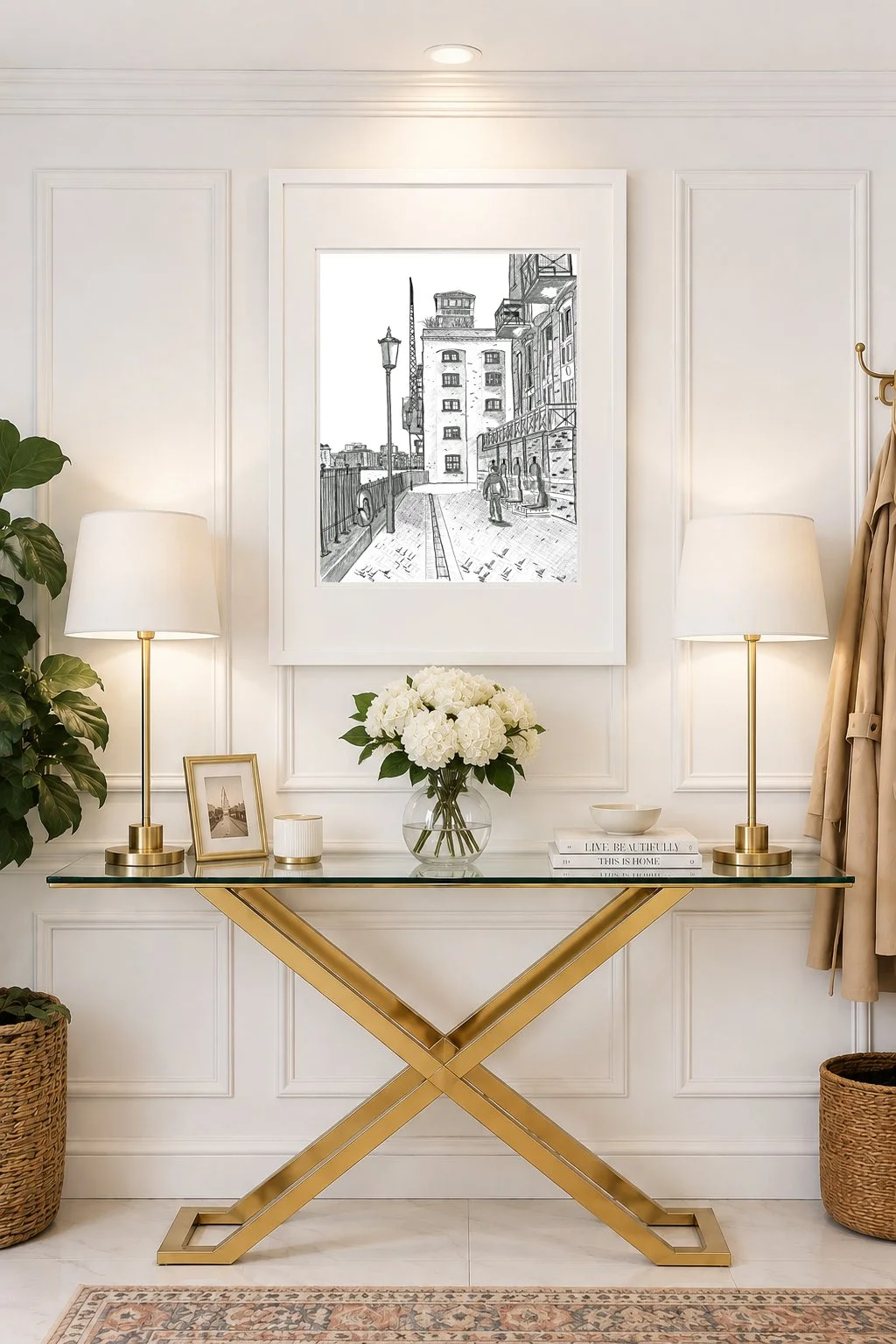 Globe Wharf Rotherhithe Pencil Print White Frame.jpg