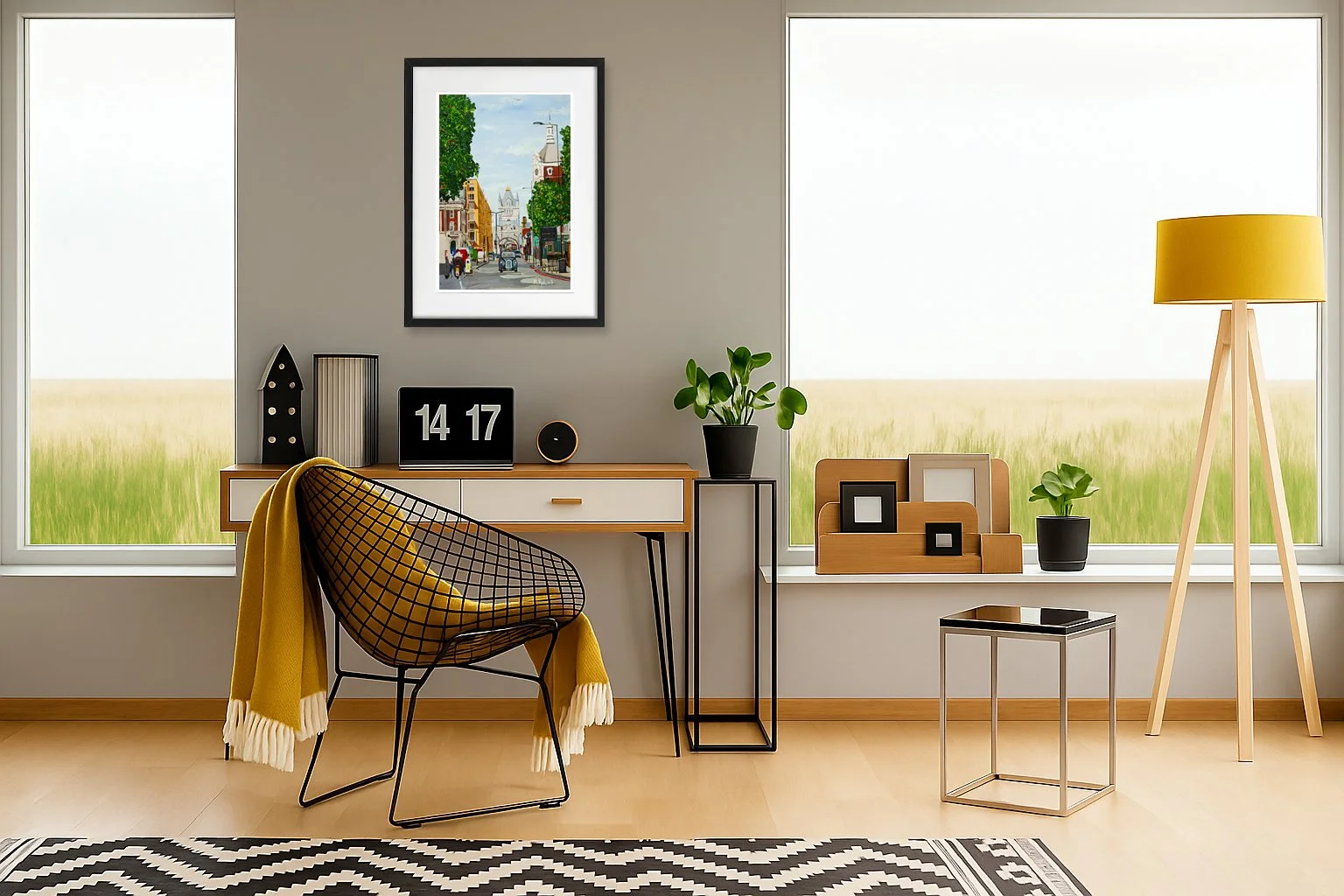 Tower Bridge Road Illustration Framed.  Home Interior Art Solutions