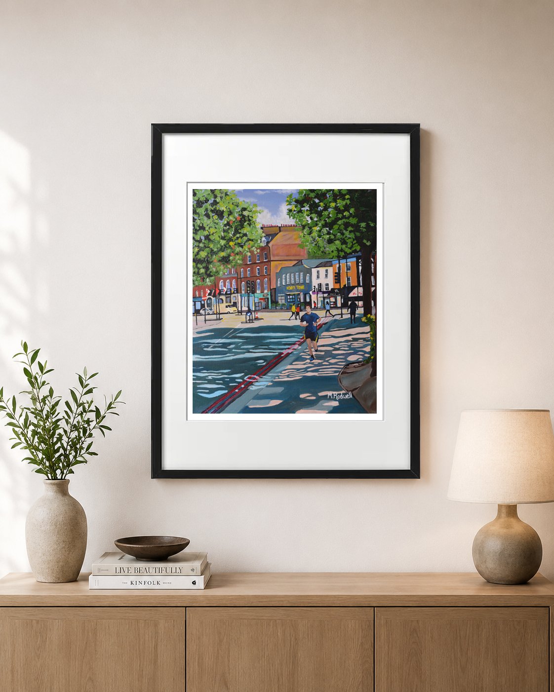Clapham Common Man Jogging Colour Print London by Magnus Rodwell