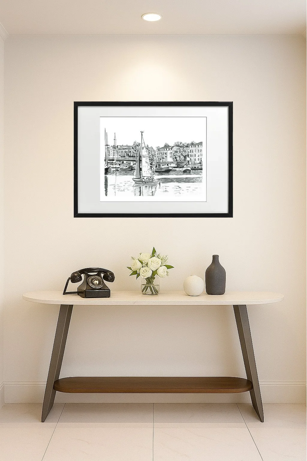 Greenland Dock Wall Art Pencil Drawing