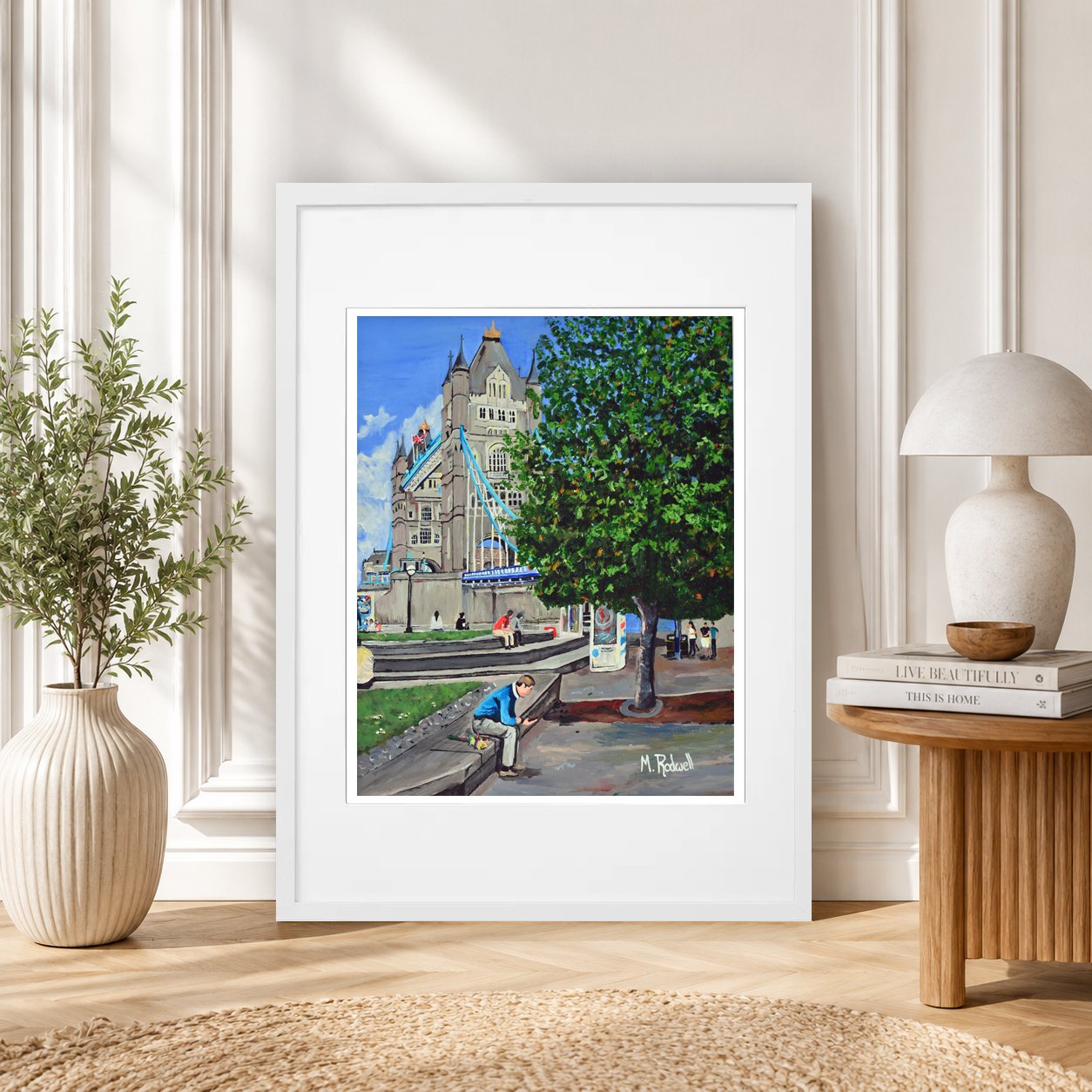 Tower Bridge Loverman Print Street Illustration Black Frame By M.Rodwell.jpg