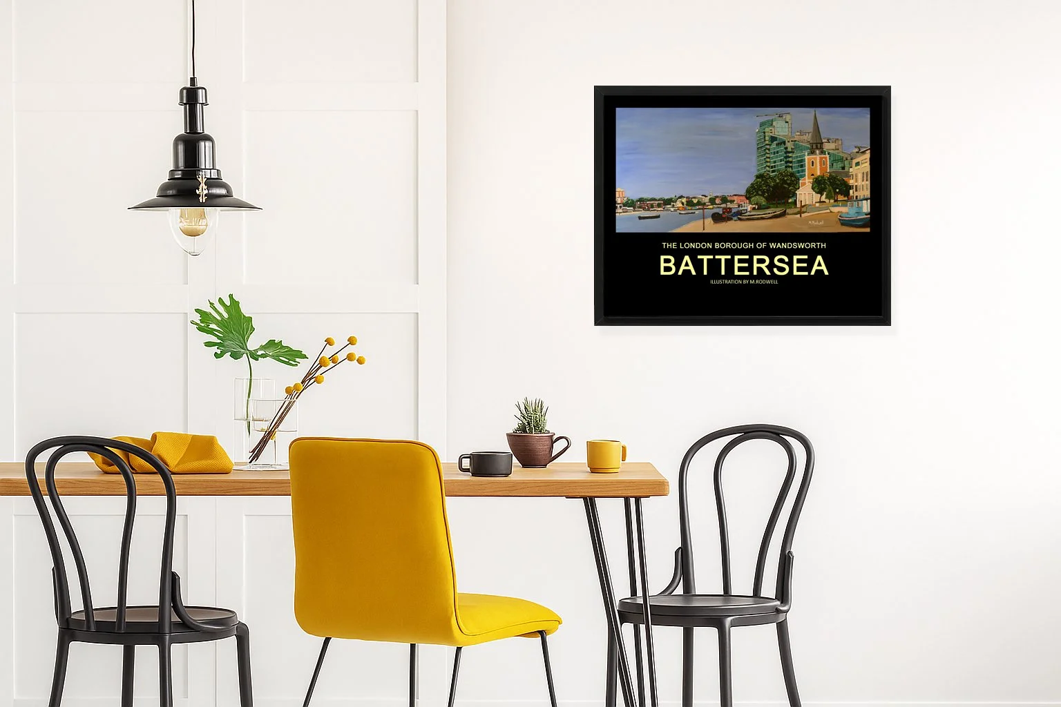 Battersea River Thames London Print.  Home interior artwork