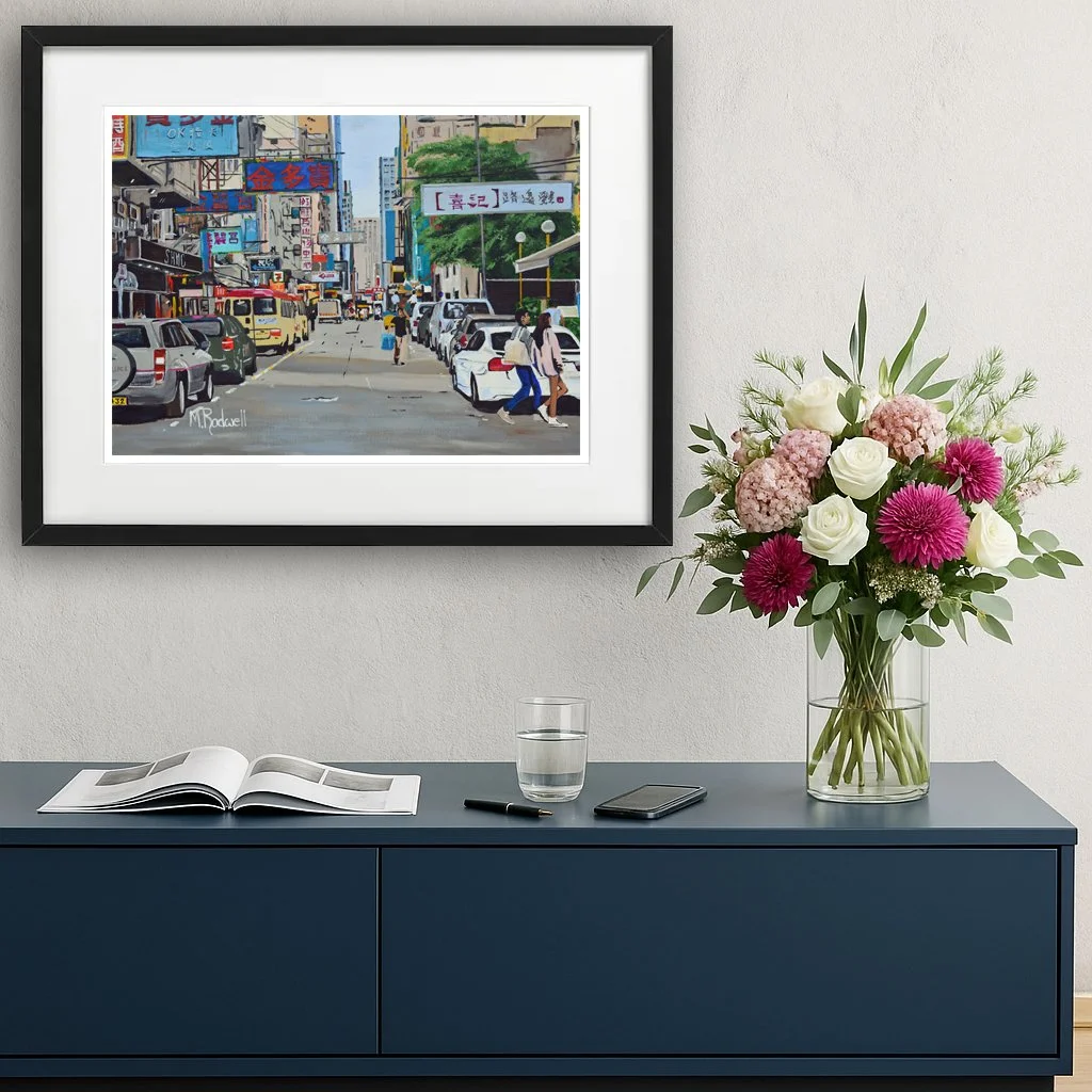Mongkok Hong Kong Illustration of the Street .  Home Interior Art Print